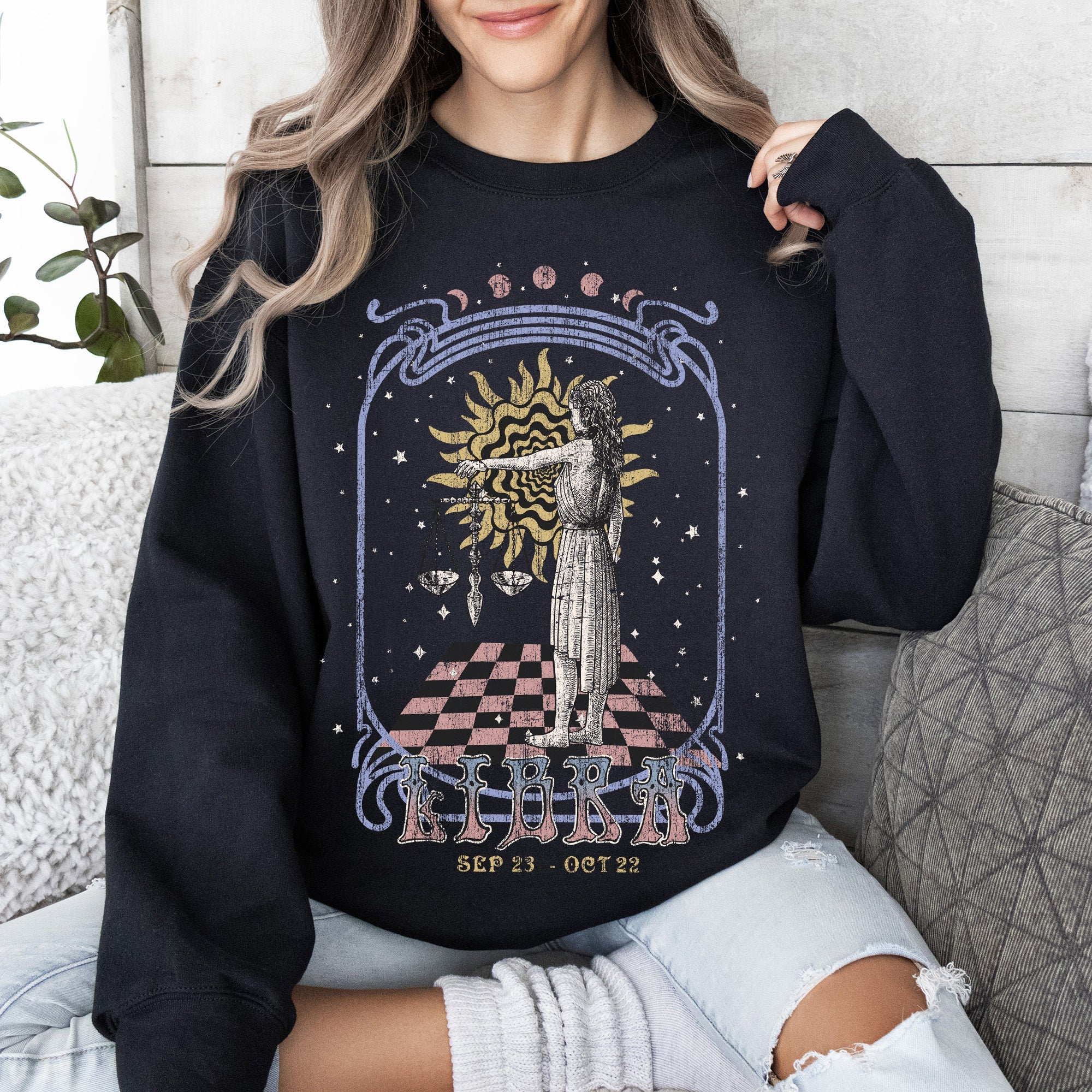 Libra Zodiac Astrology Horoscope Celestial Signs Artwork For Astrology Enthusiasts Sweatshirt