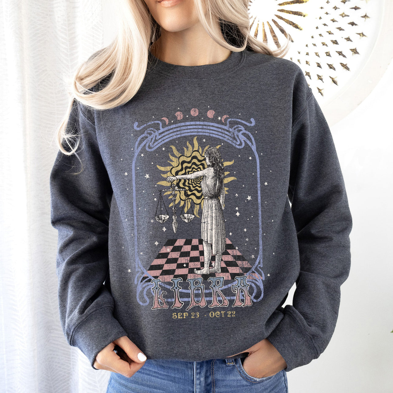 Libra Zodiac Astrology Horoscope Celestial Signs Artwork For Astrology Enthusiasts Sweatshirt