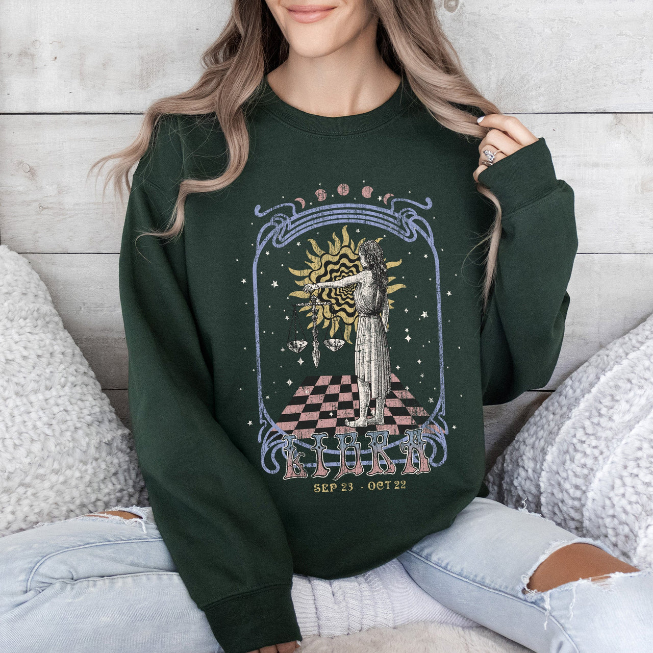Libra Zodiac Astrology Horoscope Celestial Signs Artwork For Astrology Enthusiasts Sweatshirt