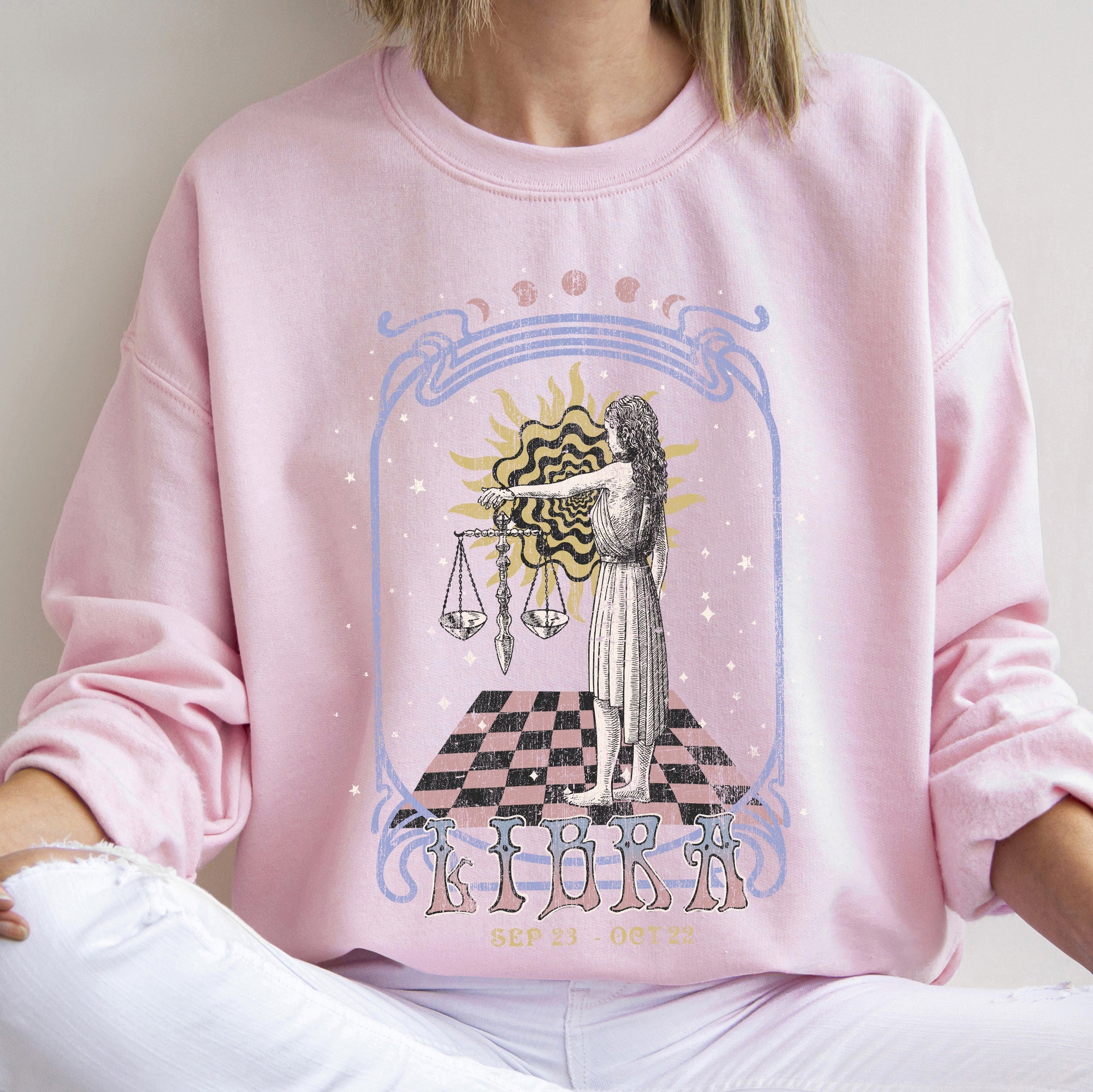 Libra Zodiac Astrology Horoscope Celestial Signs Artwork For Astrology Enthusiasts Sweatshirt