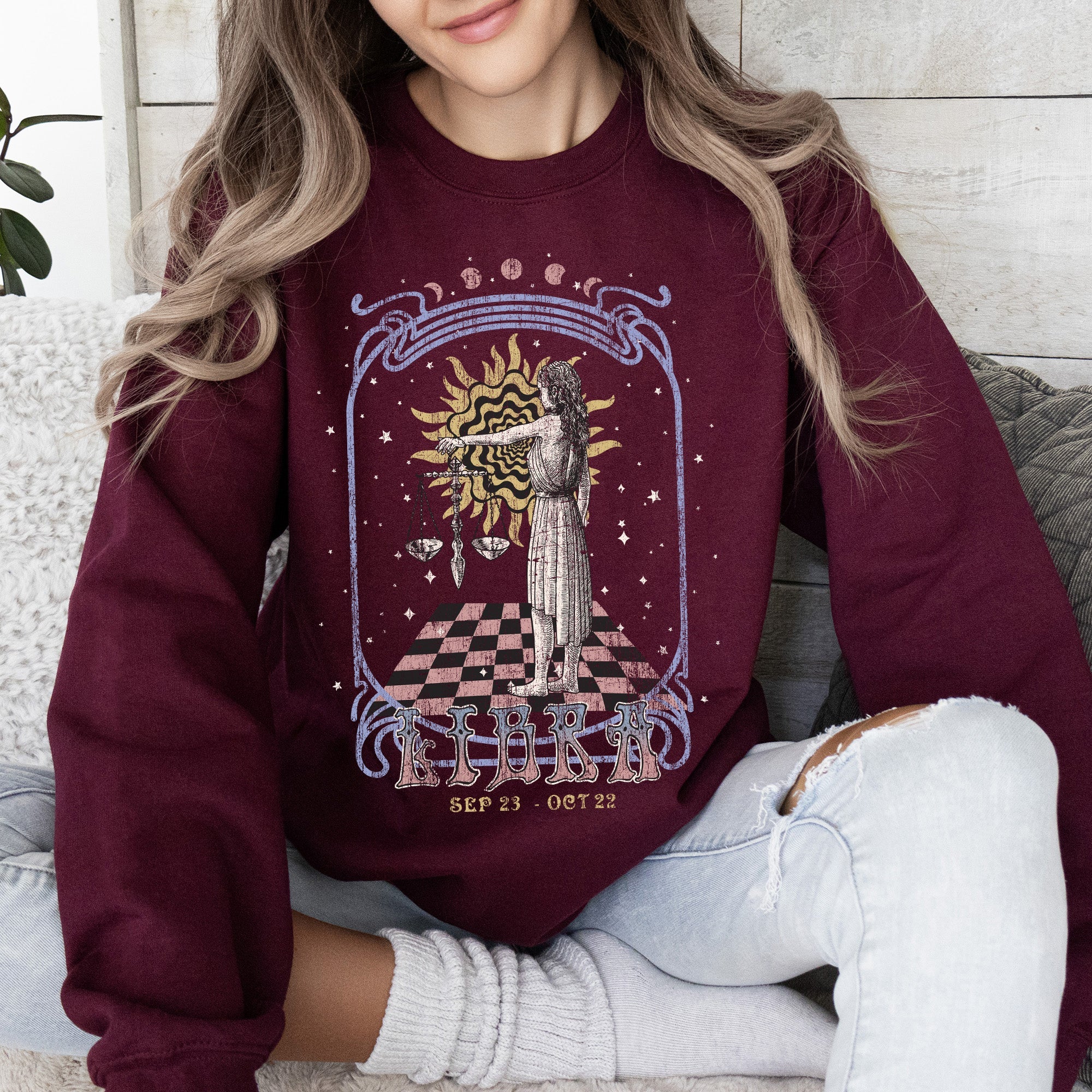 Libra Zodiac Astrology Horoscope Celestial Signs Artwork For Astrology Enthusiasts Sweatshirt