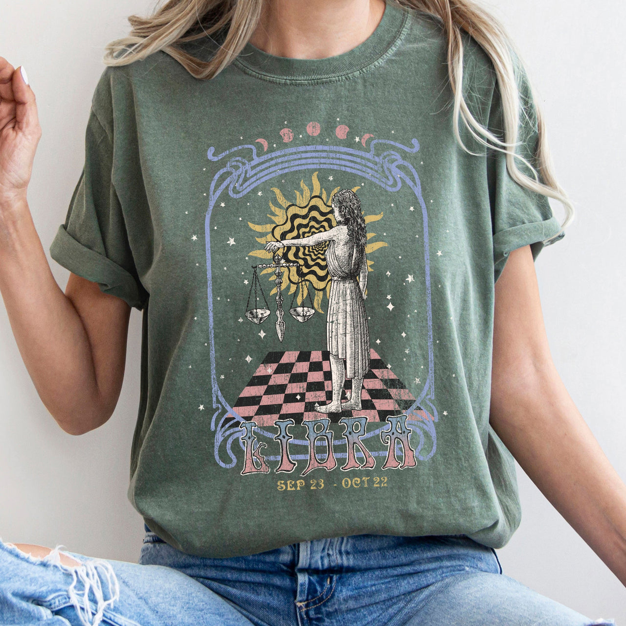 Libra Zodiac Horoscope Astrology Symbols And Constellations For Astrologers And Fashion Lovers Comfort Colors Tee