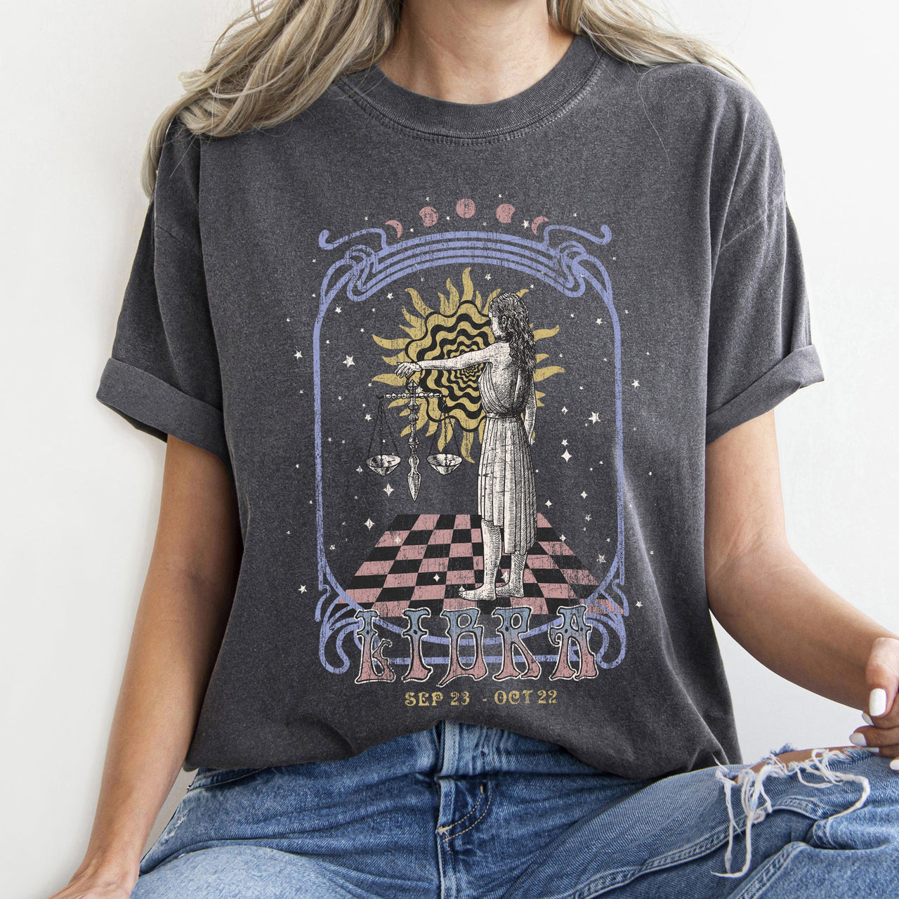 Libra Zodiac Horoscope Astrology Symbols And Constellations For Astrologers And Fashion Lovers Comfort Colors Tee