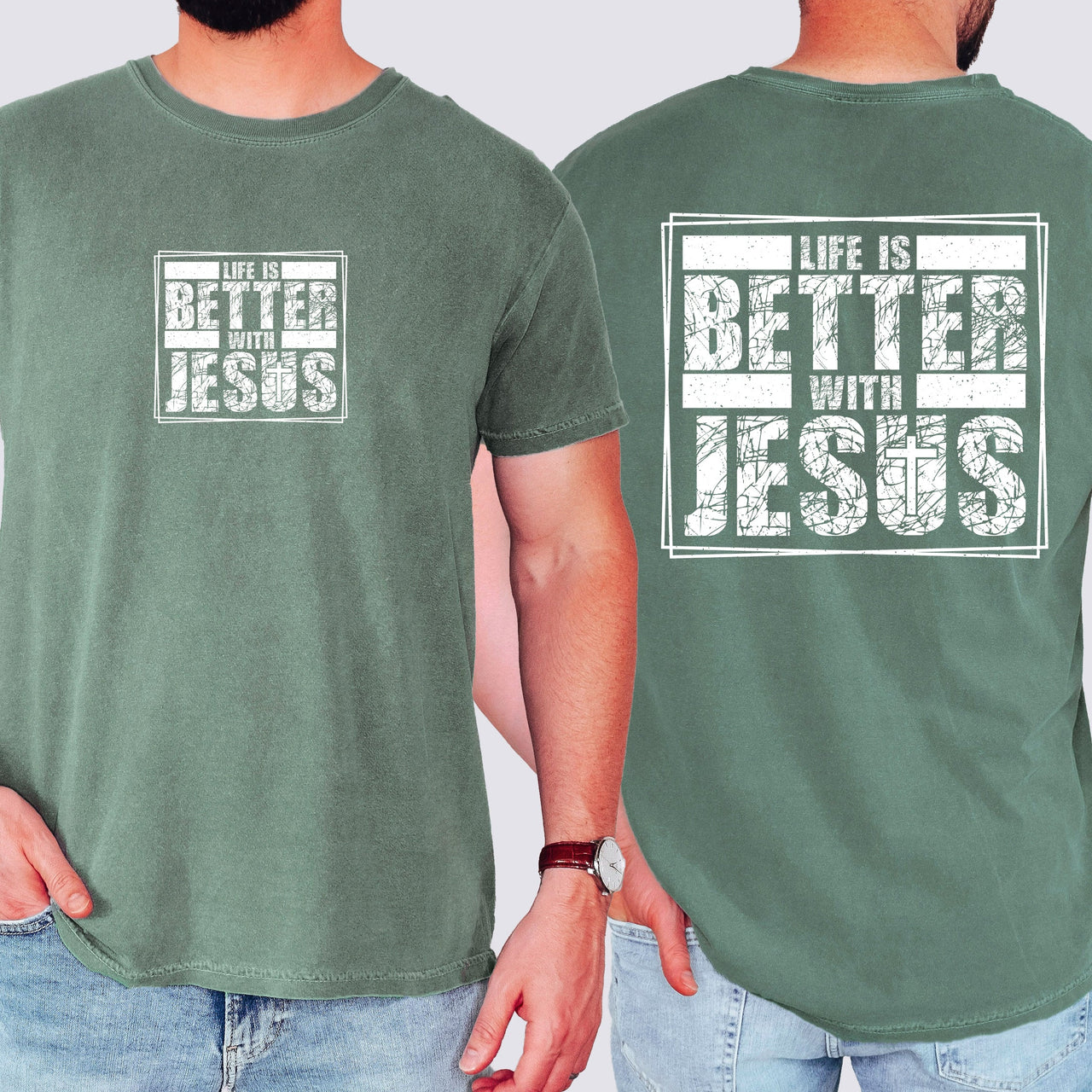 Life Is Better With Jesus Christian Gospel Faith Inspirational Comfort Colors Tee