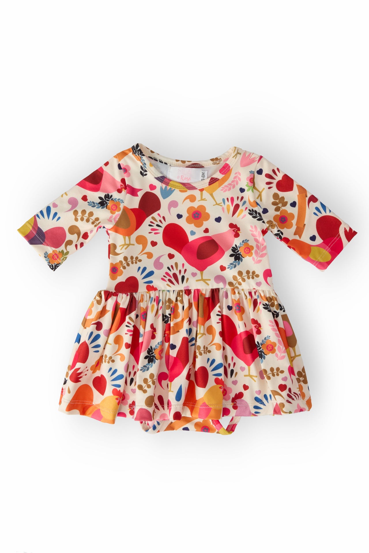 Little Red Hen 3/4 Sleeve Twirl Bodysuit