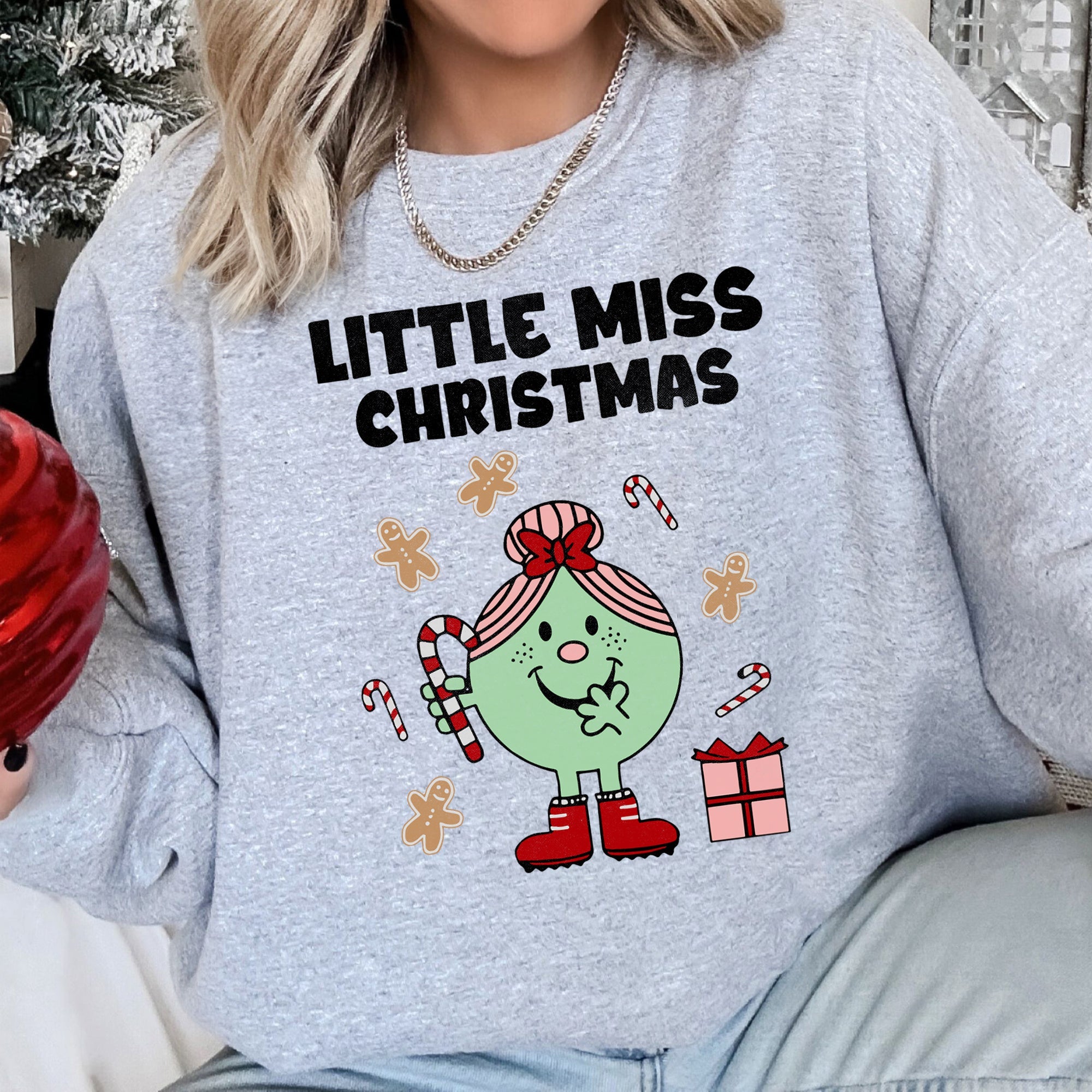 Little Miss Christmas Classic Vintage Retro Cozy Fleece Holiday Cheer Sweatshirt