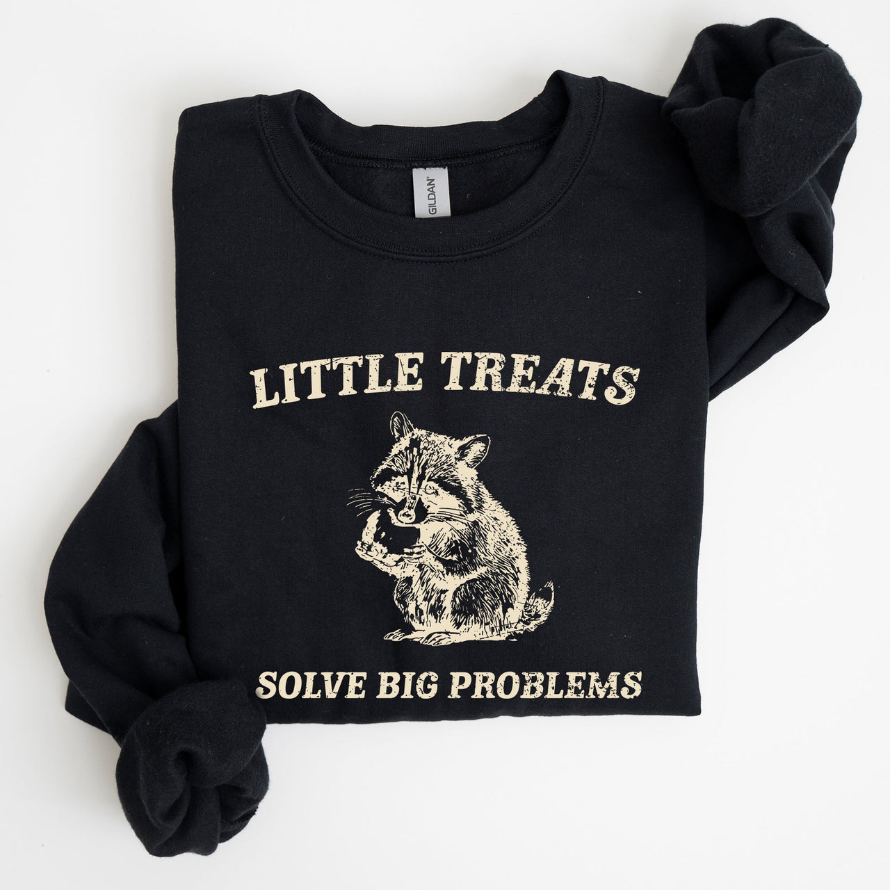 Little Treats Solve Big Problems Raccoon Meme Aesthetic Funny Edition Sweatshirt