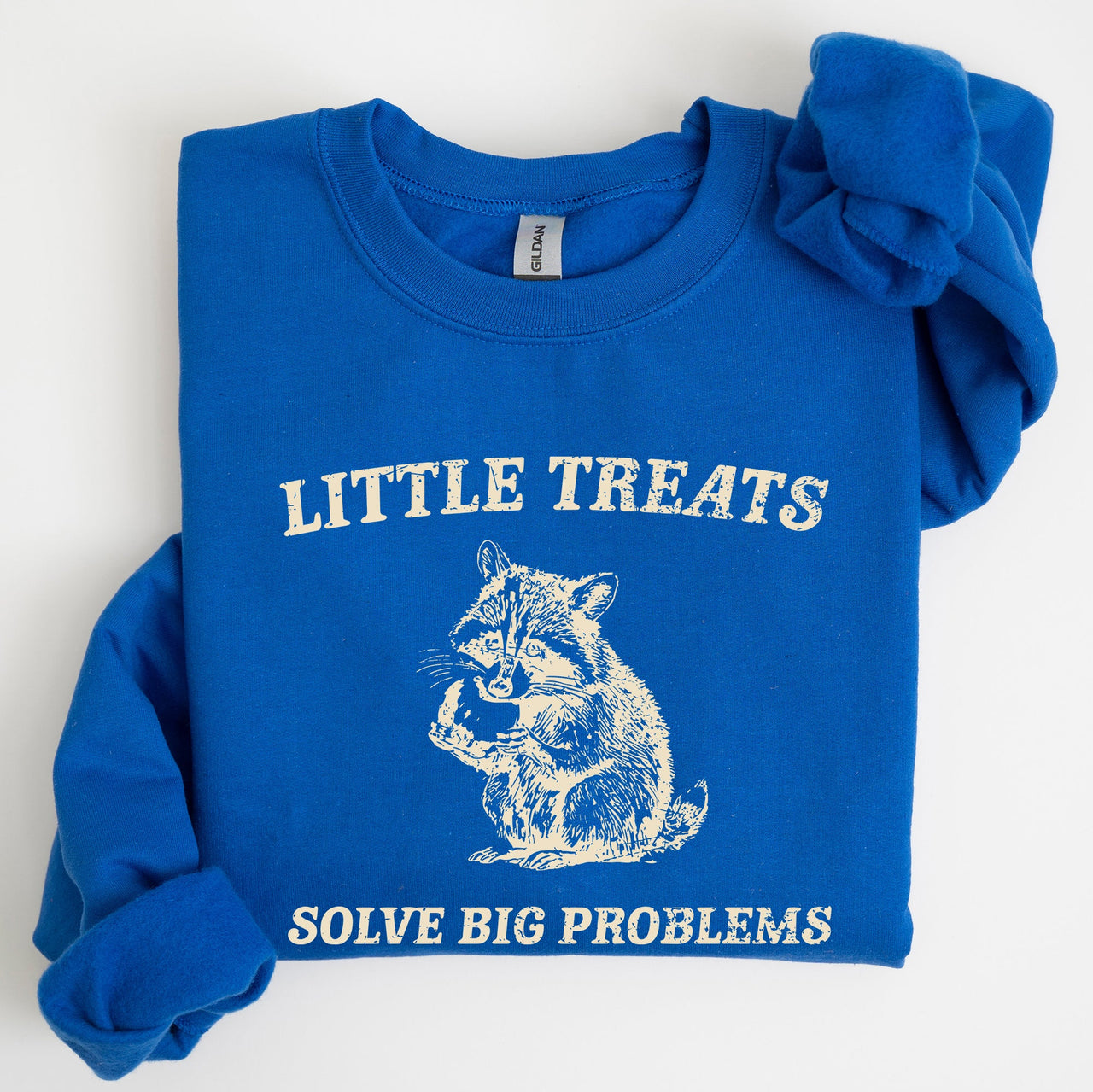 Little Treats Solve Big Problems Raccoon Meme Aesthetic Funny Edition Sweatshirt