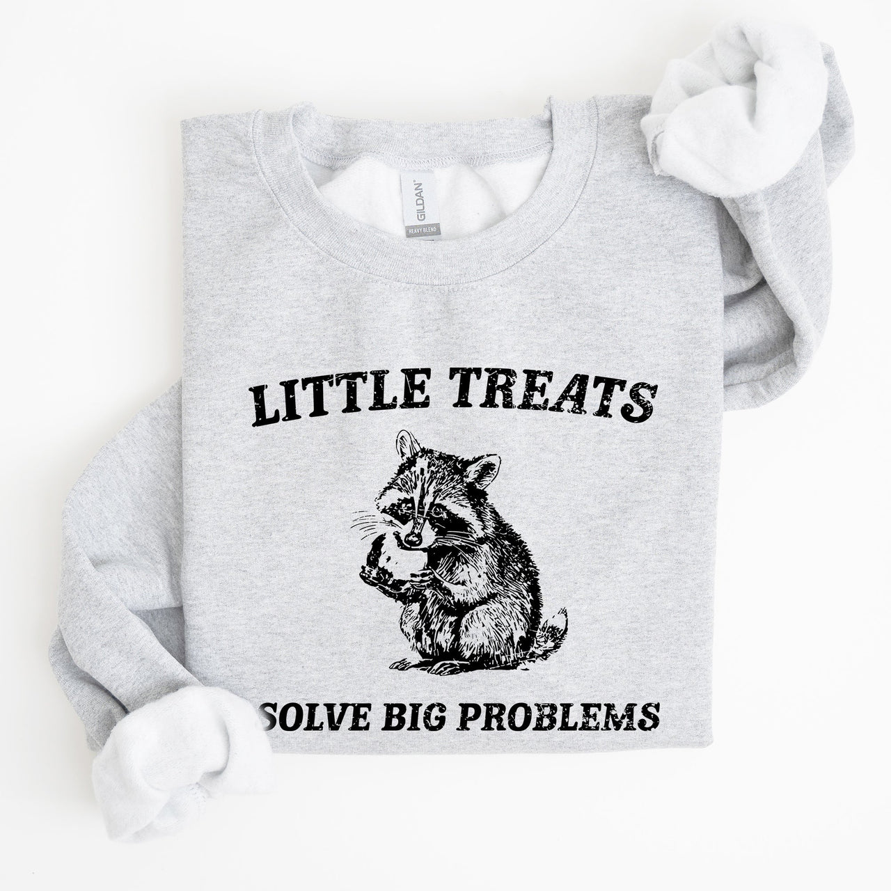 Little Treats Solve Big Problems Raccoon Meme Aesthetic Funny Edition Sweatshirt