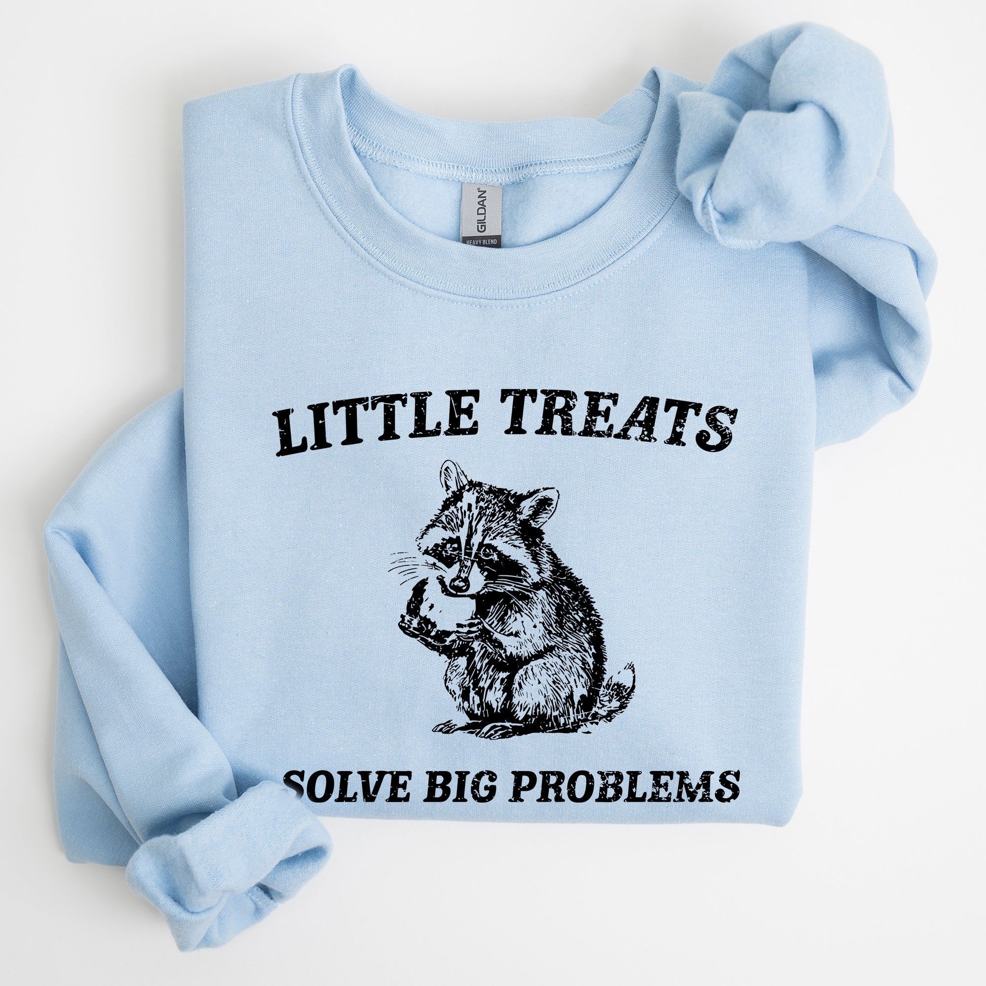 Little Treats Solve Big Problems Raccoon Meme Aesthetic Funny Edition Sweatshirt