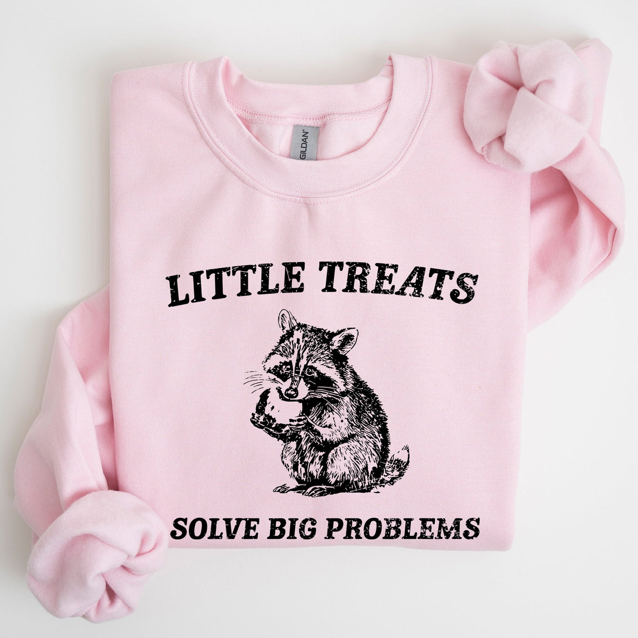 Little Treats Solve Big Problems Raccoon Meme Aesthetic Funny Edition Sweatshirt