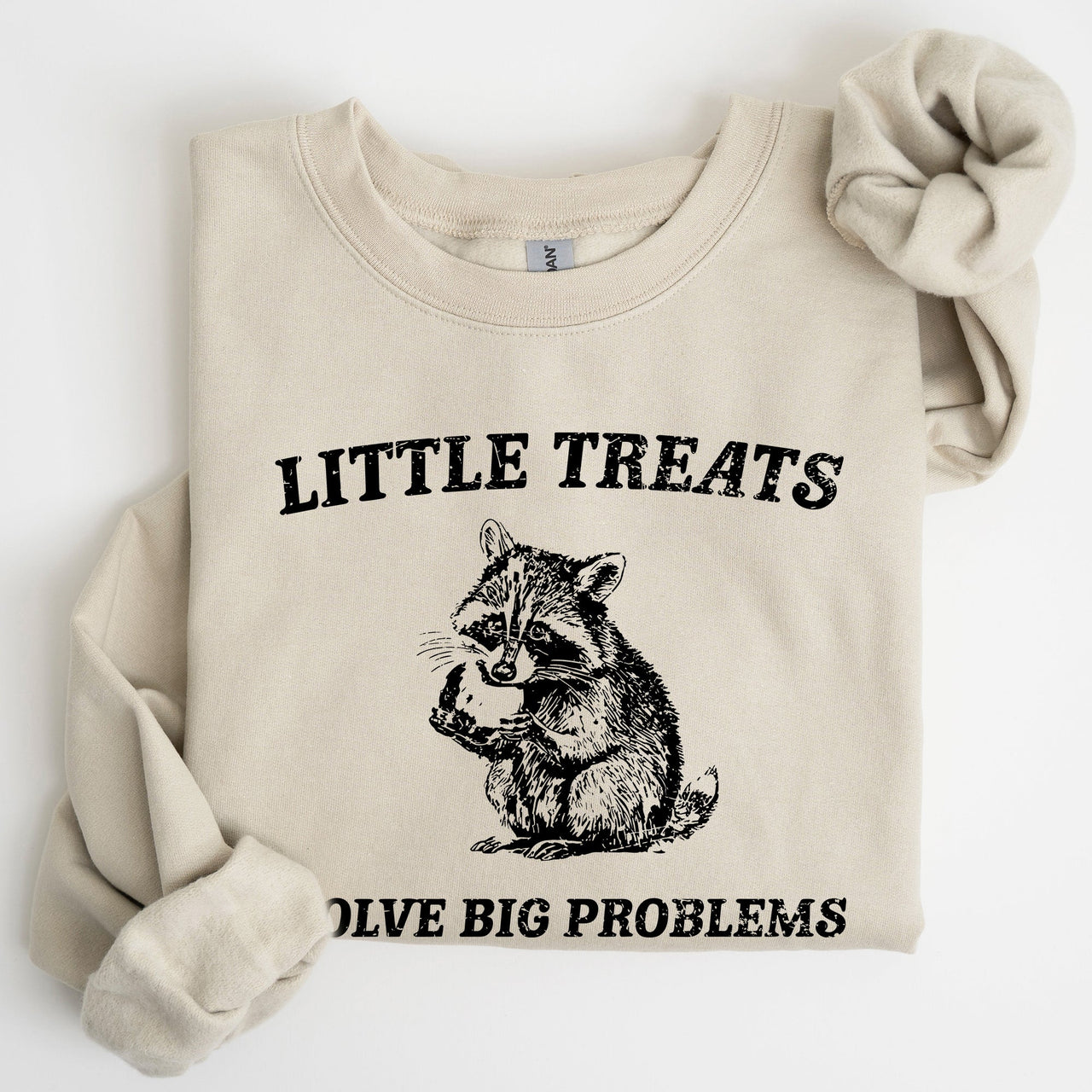 Little Treats Solve Big Problems Raccoon Meme Aesthetic Funny Edition Sweatshirt