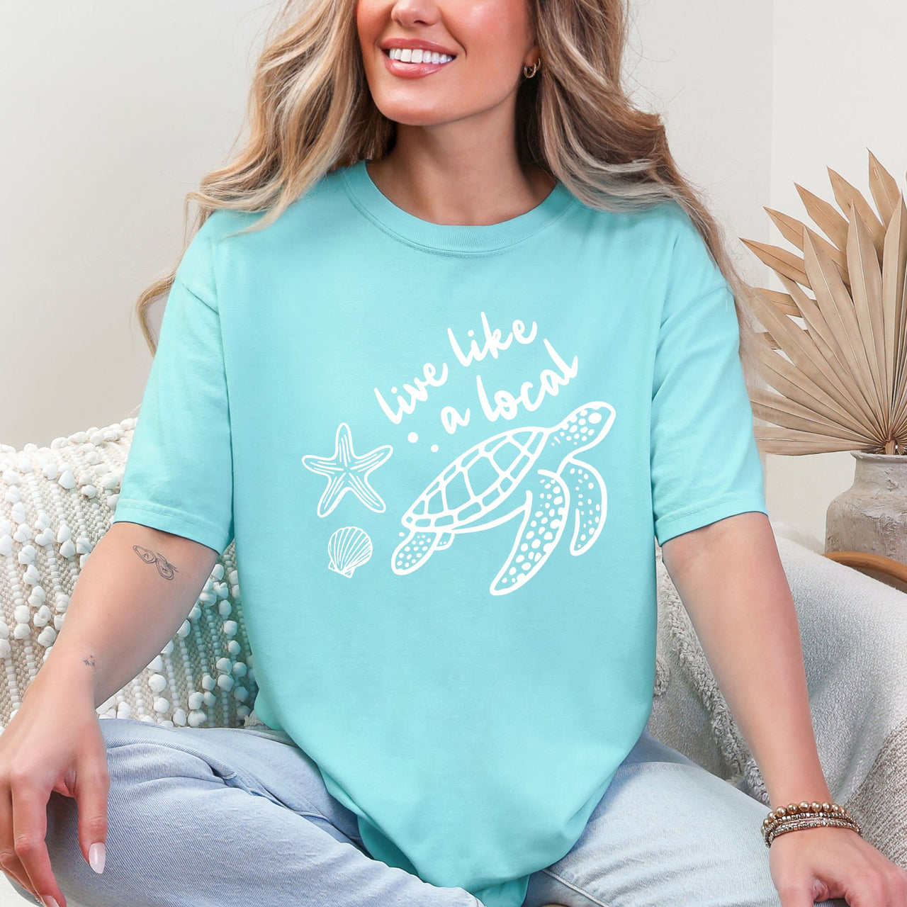 Live Like A Local Beach Sea Turtle Summer Ocean Sea Aloha Vibes Coastal Style Edition Comfort Colors Tee