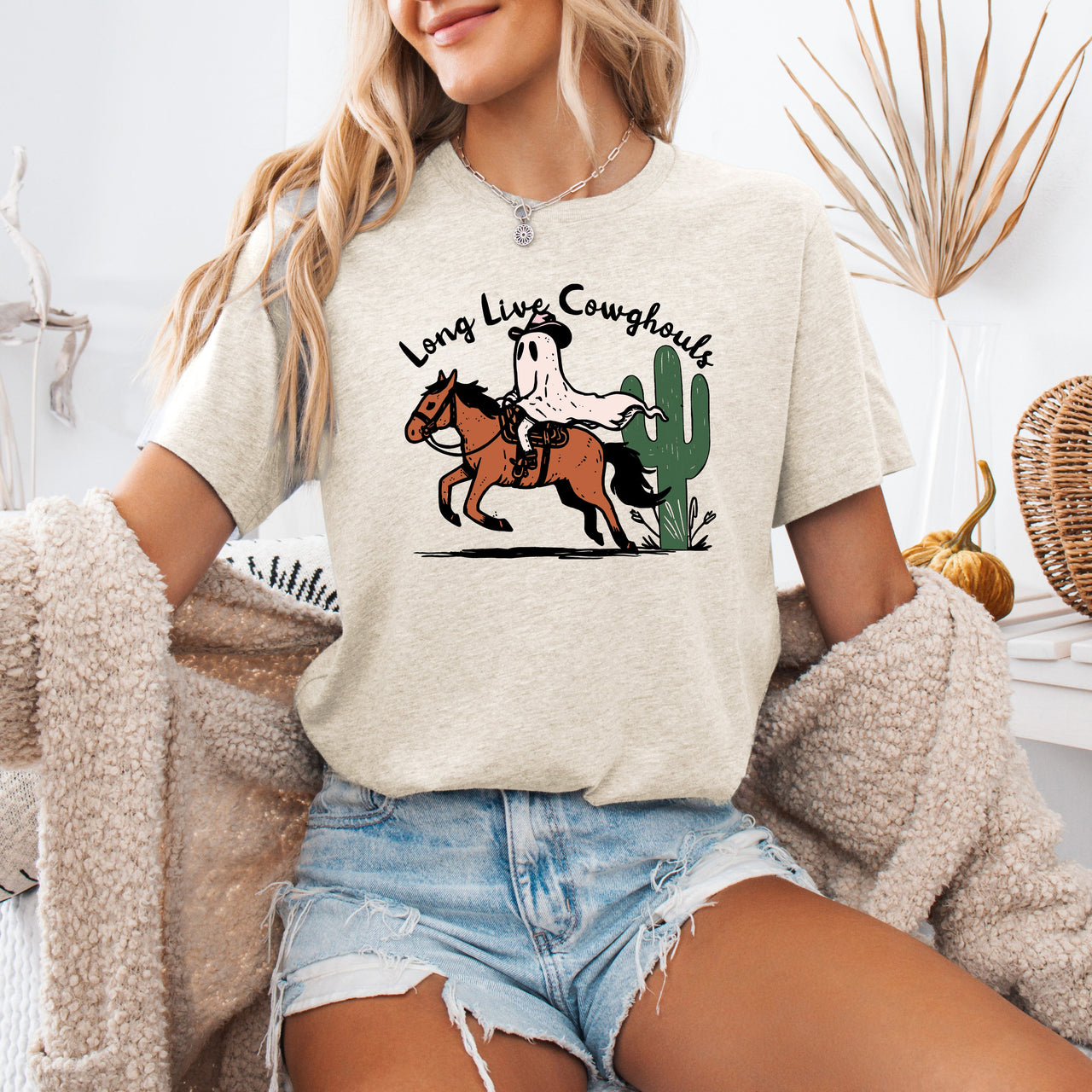 Long Live Cowghouls Cowgirls Western Halloween Spooky Cowgirl Parade Festival Graphic Tee