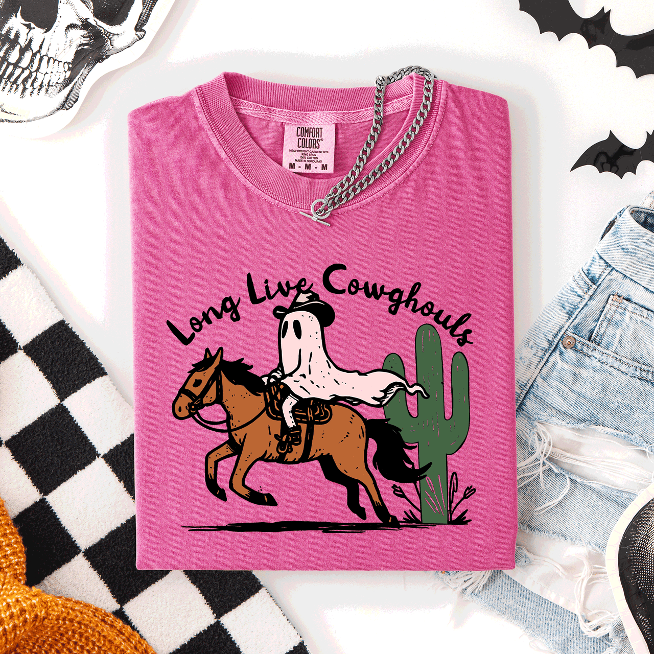 Long Live Cowghouls, Cowgirls Western Halloween Cute Celebration Comfort Colors Tee