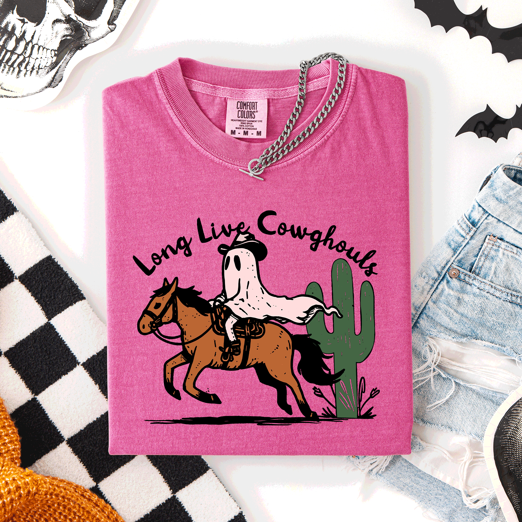 Long Live Cowghouls, Cowgirls Western Halloween Cute Celebration Comfort Colors Tee