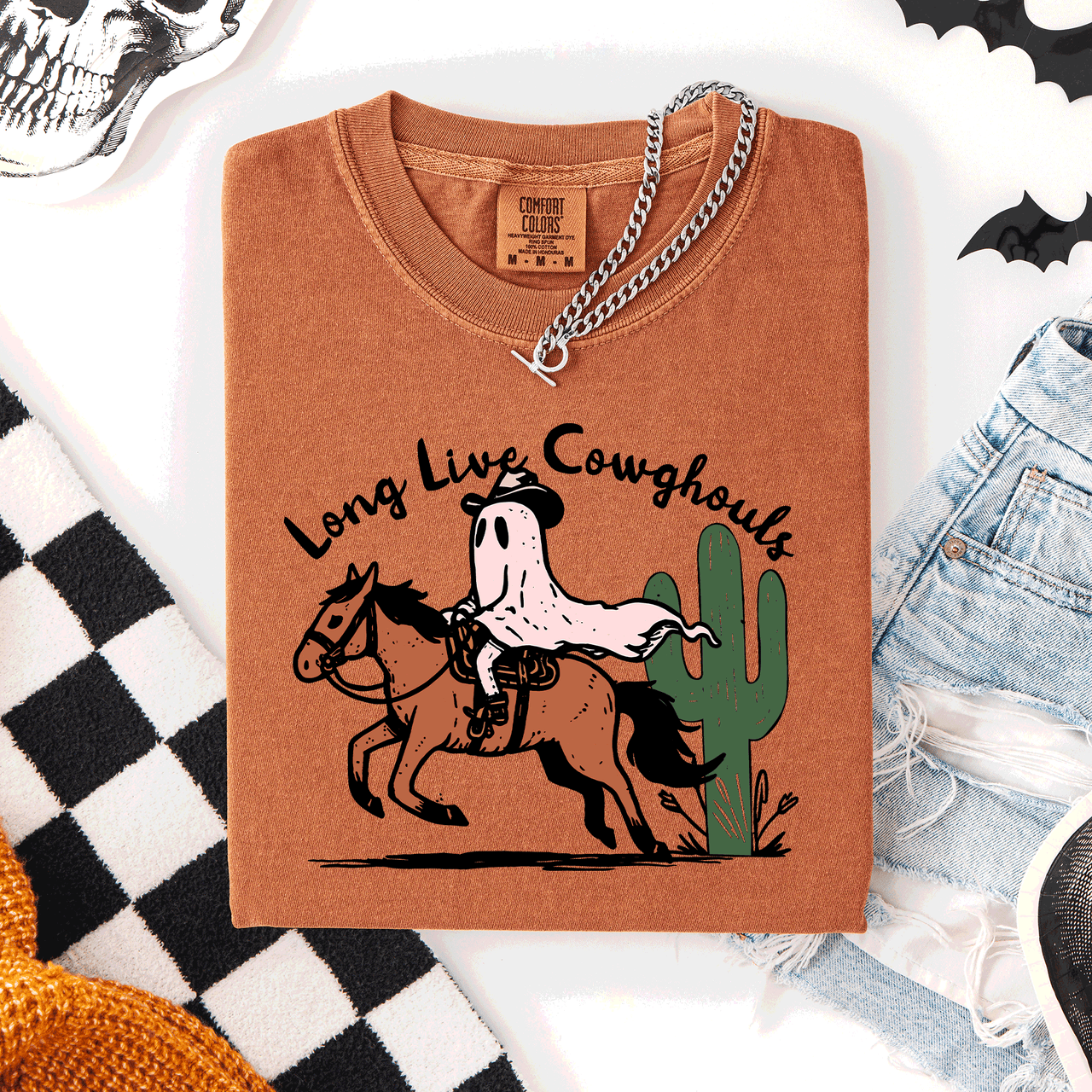 Long Live Cowghouls, Cowgirls Western Halloween Cute Celebration Comfort Colors Tee