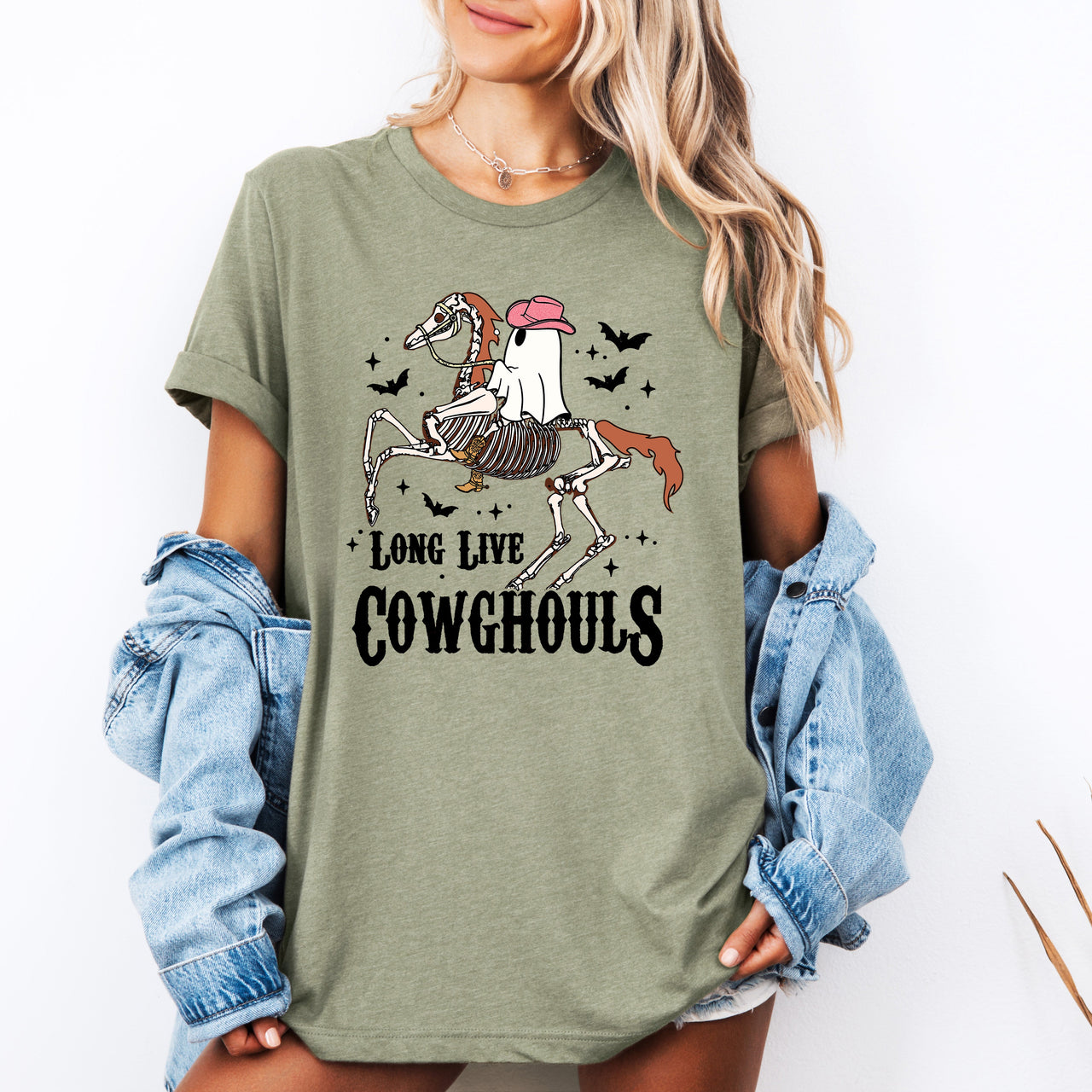 Long Live Cowghouls Halloween Skeleton Ghost Horse Masquerade Edition Graphic Tee