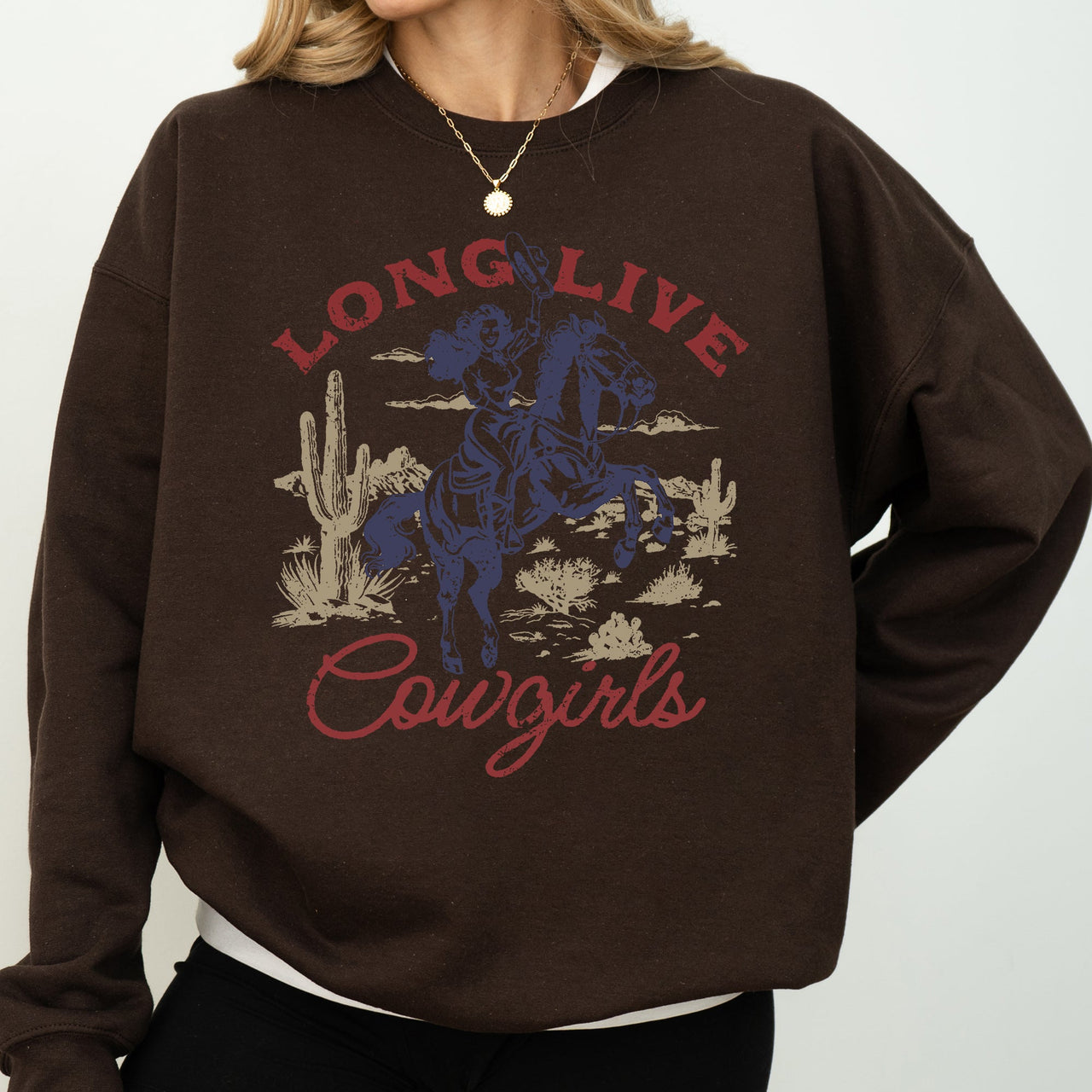 Long Live Cowgirls, Horse, Cowboy Western Country Heritage Design Graphic Sweatshirt