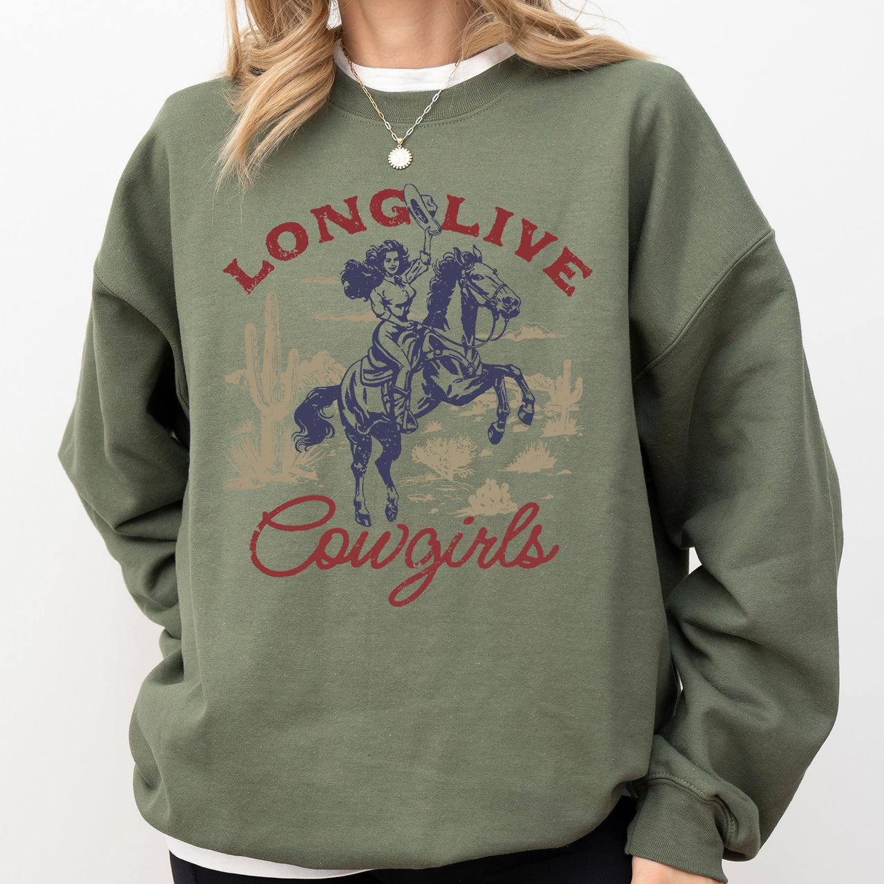 Long Live Cowgirls, Horse, Cowboy Western Country Heritage Design Graphic Sweatshirt