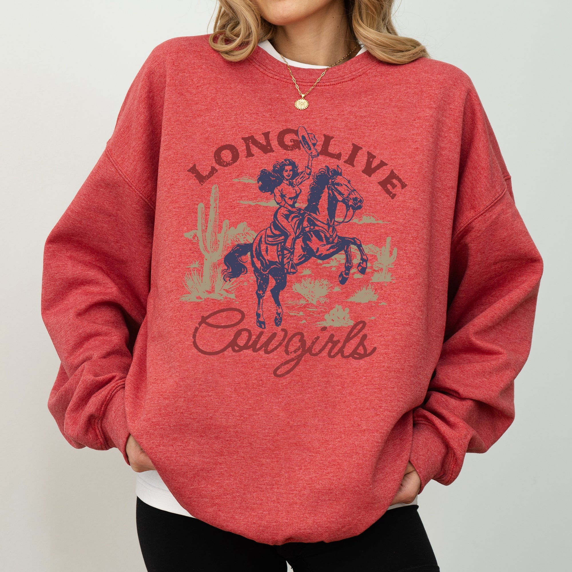 Long Live Cowgirls, Horse, Cowboy Western Country Heritage Design Graphic Sweatshirt