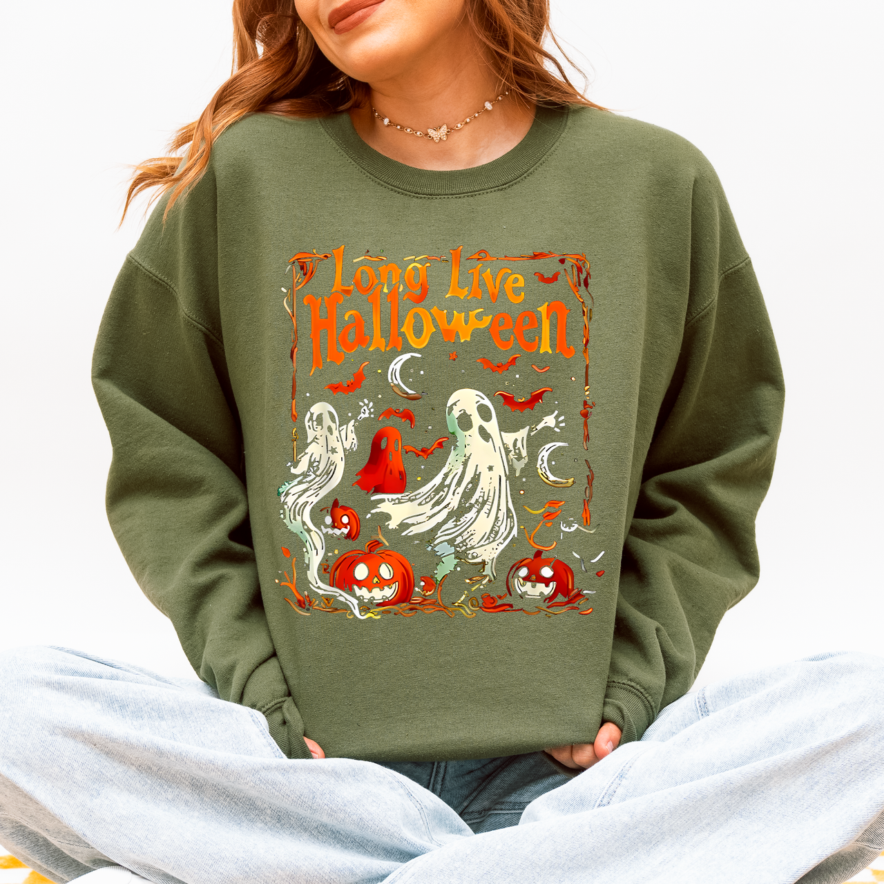 Long Live Halloween Pumpkin Classic Vintage Ghosts Spooky Season Limited Edition Sweatshirt