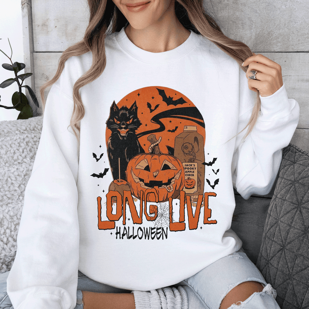 Long Live Halloween Retro Classic Vintage Graphic Cozy Fleece Limited Edition Sweatshirt