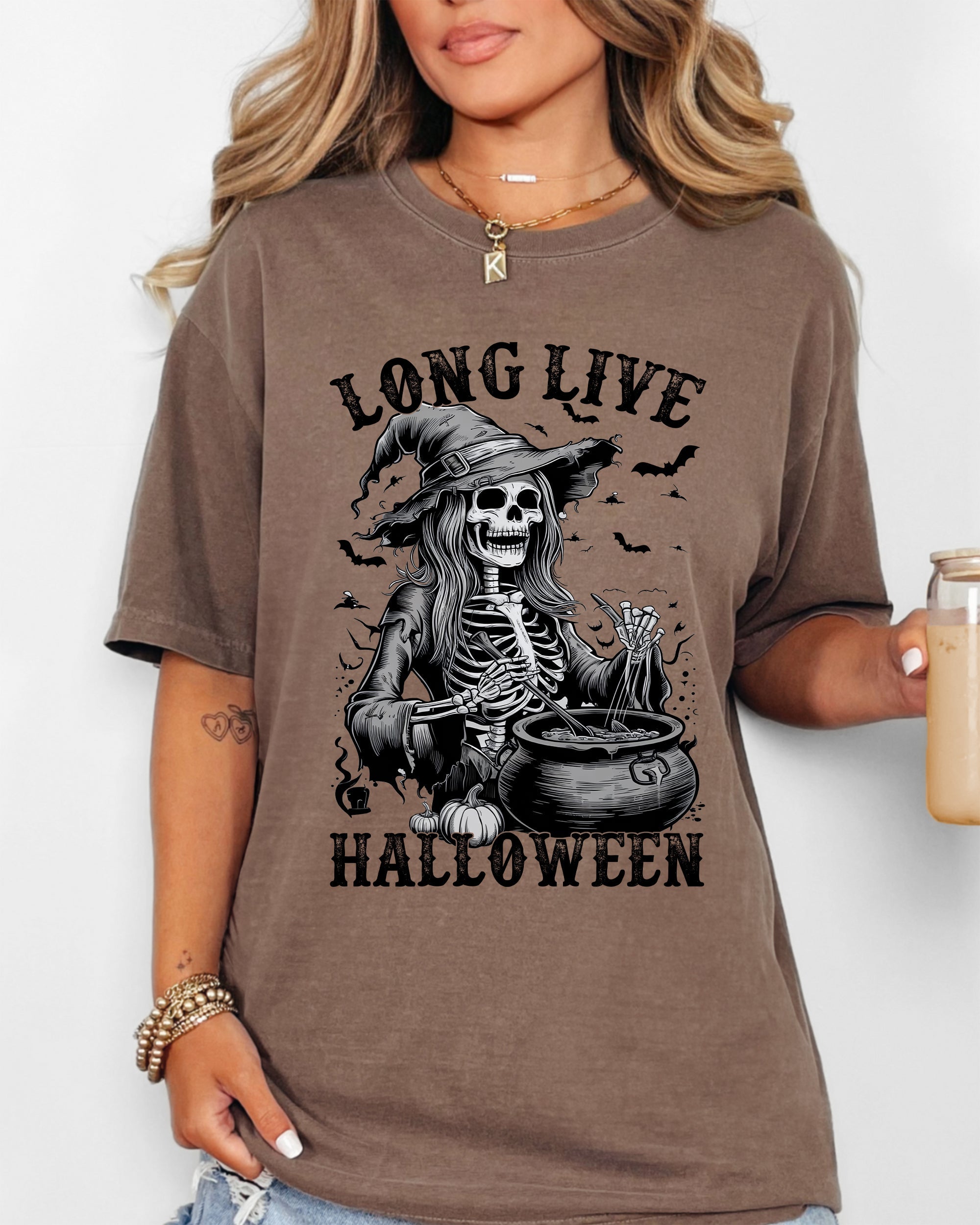 Long Live Halloween Witch Skeleton Bats Spooky Zombie Haunted Night Edition Comfort Colors Tee