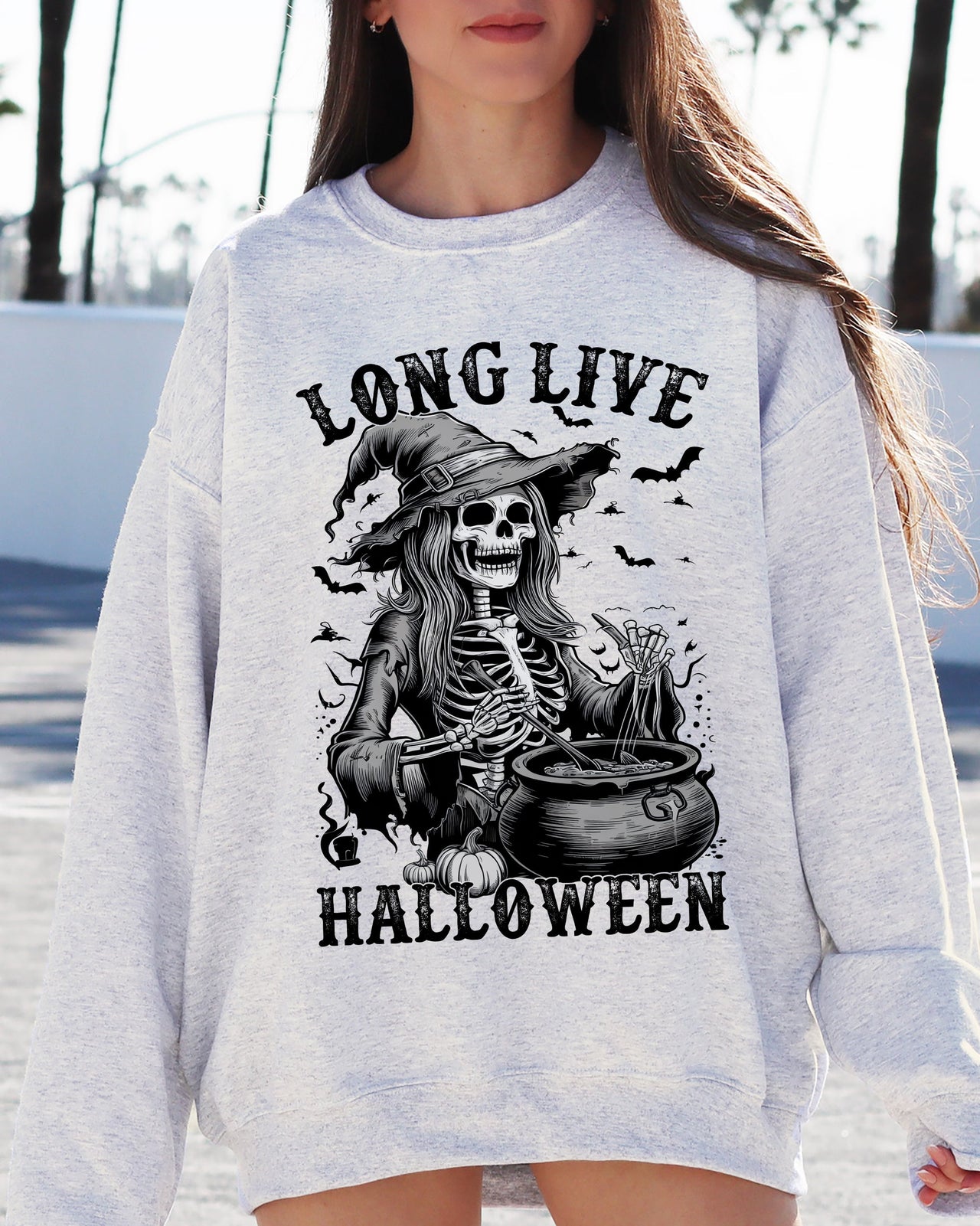 Long Live Halloween Witch Skeleton Bats Spooky Zombie Vintage Edition Sweatshirt