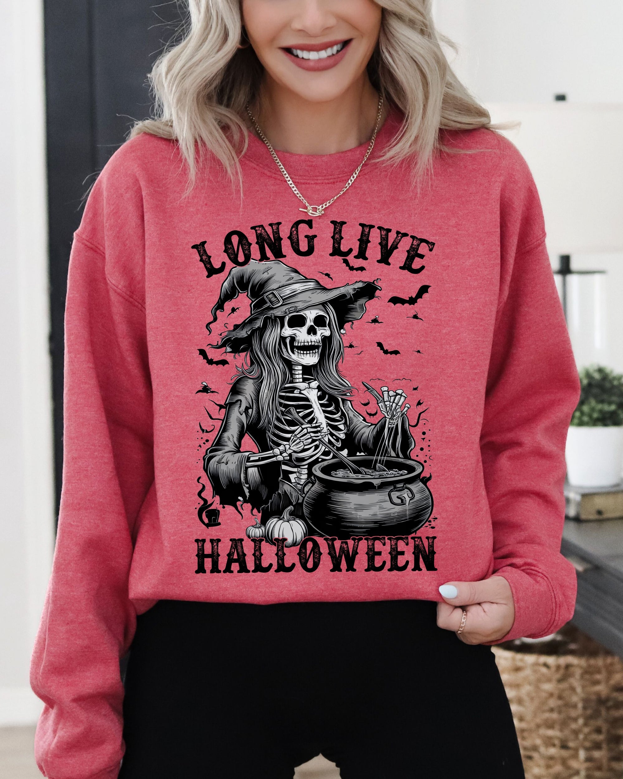 Long Live Halloween Witch Skeleton Bats Spooky Zombie Vintage Edition Sweatshirt
