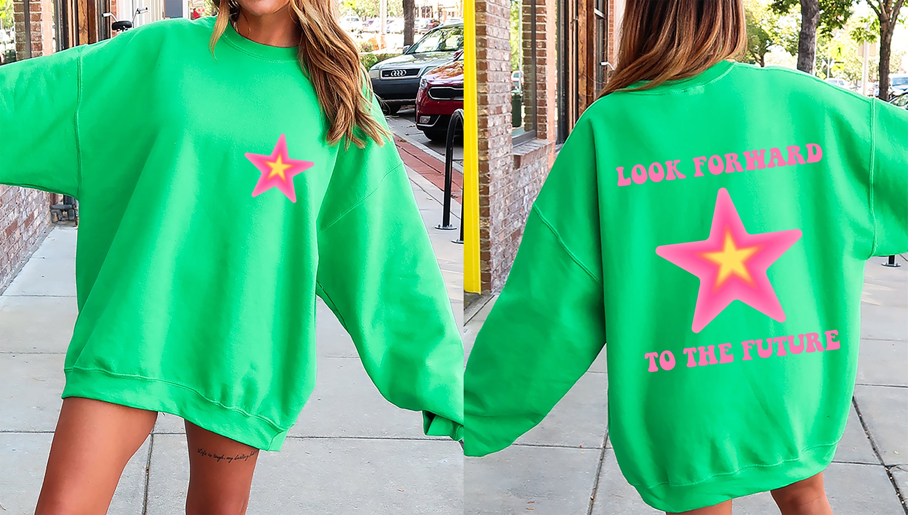 Look Forward To The Future Retro Aesthetic Y2K Graphic Design Inspired Sweatshirt