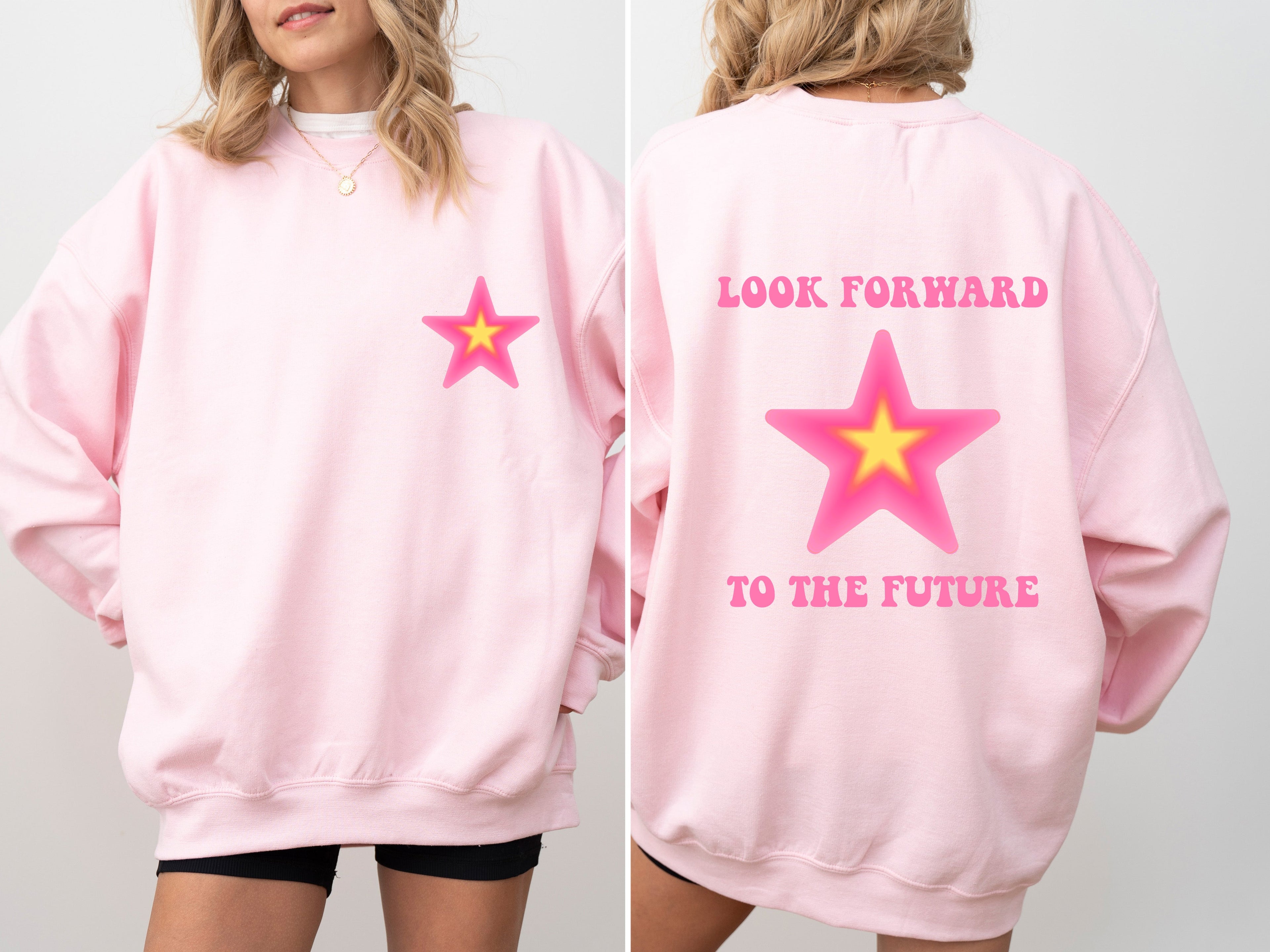 Look Forward To The Future Retro Aesthetic Y2K Graphic Design Inspired Sweatshirt