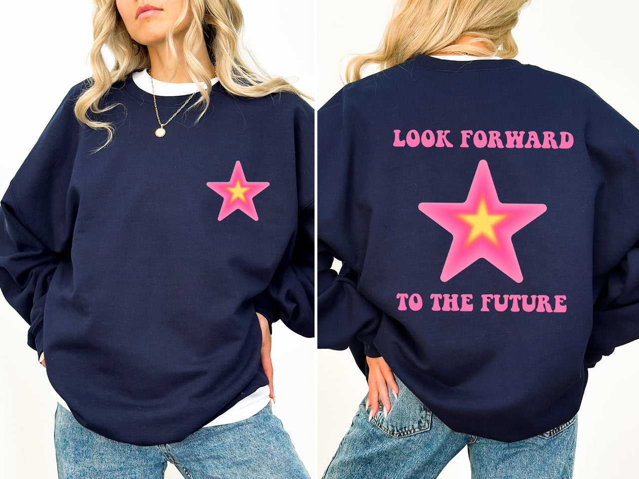 Look Forward To The Future Retro Aesthetic Y2K Graphic Design Inspired Sweatshirt