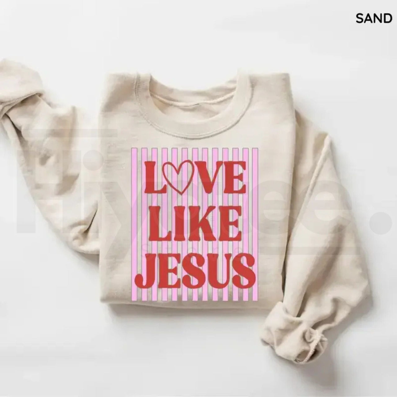 Love Like Jesus Sweatshirt: Trendy Preppy Pink & Red Valentine Christian Shirt