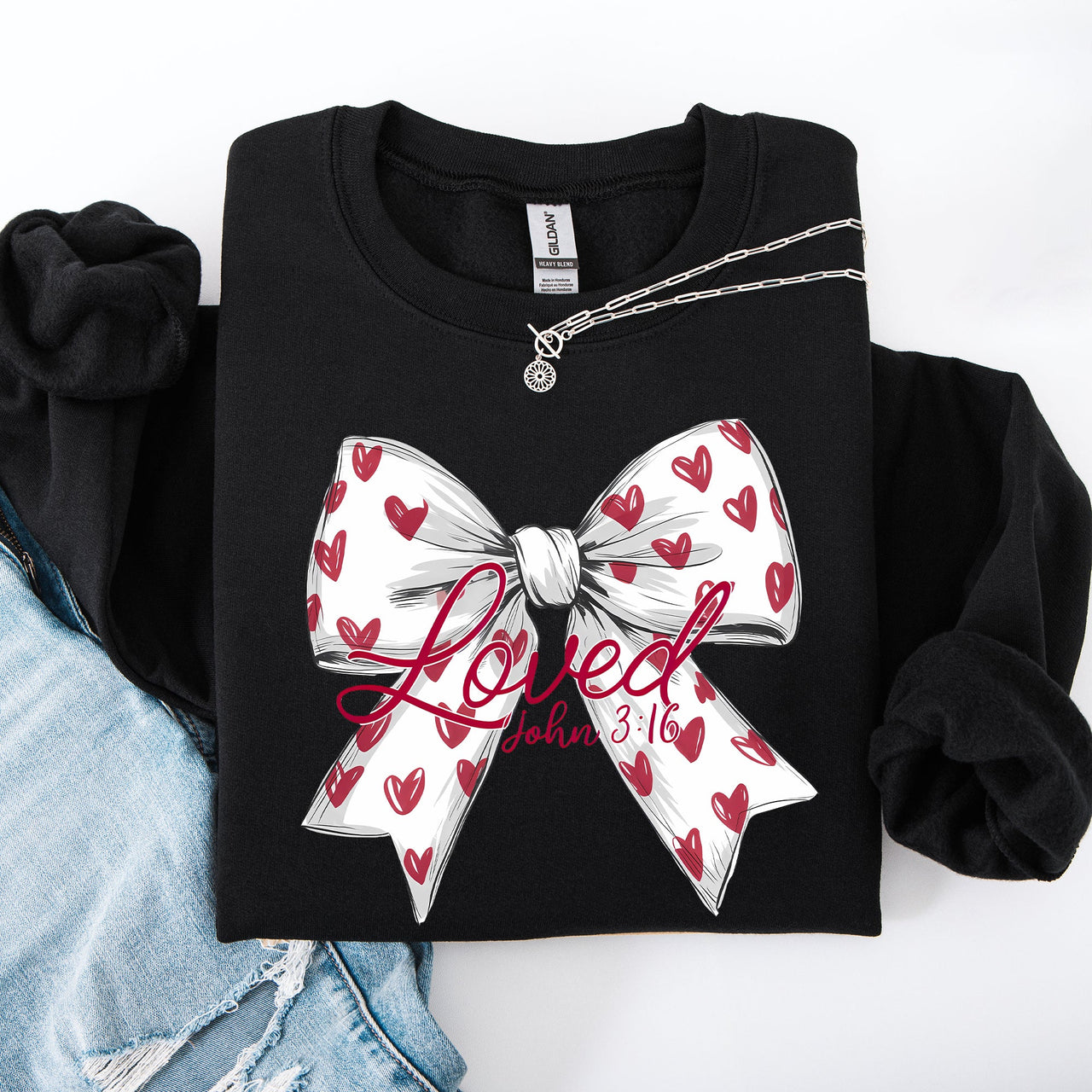 Loved John 3:16 Faith And Love Hearts Valentine's Day Edition Premium Soft Cozy Sweatshirt