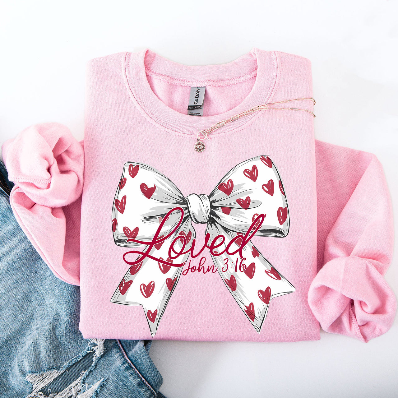 Loved John 3:16 Faith And Love Hearts Valentine's Day Edition Premium Soft Cozy Sweatshirt