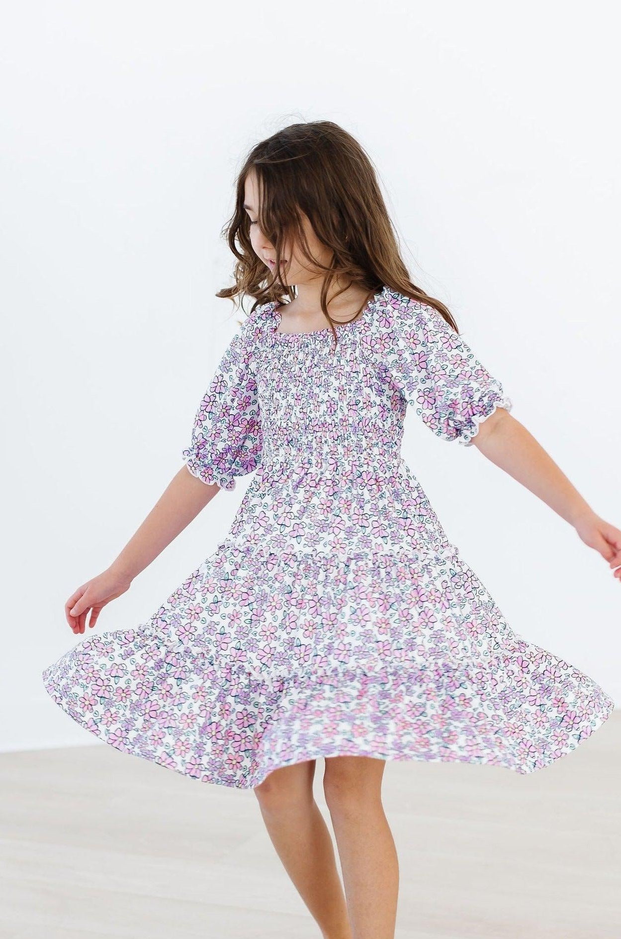 Lovely Lavender Smocked Ruffle Dress