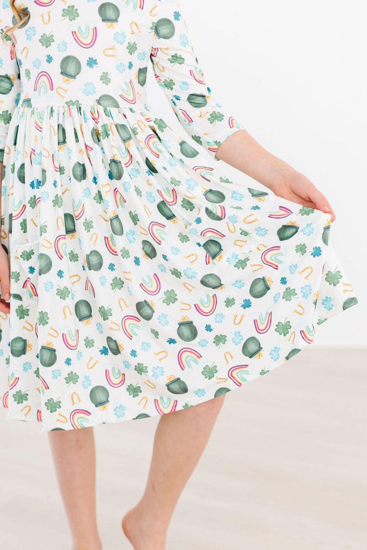 Luck of the Irish 3/4 Sleeve Pocket Twirl Dress
