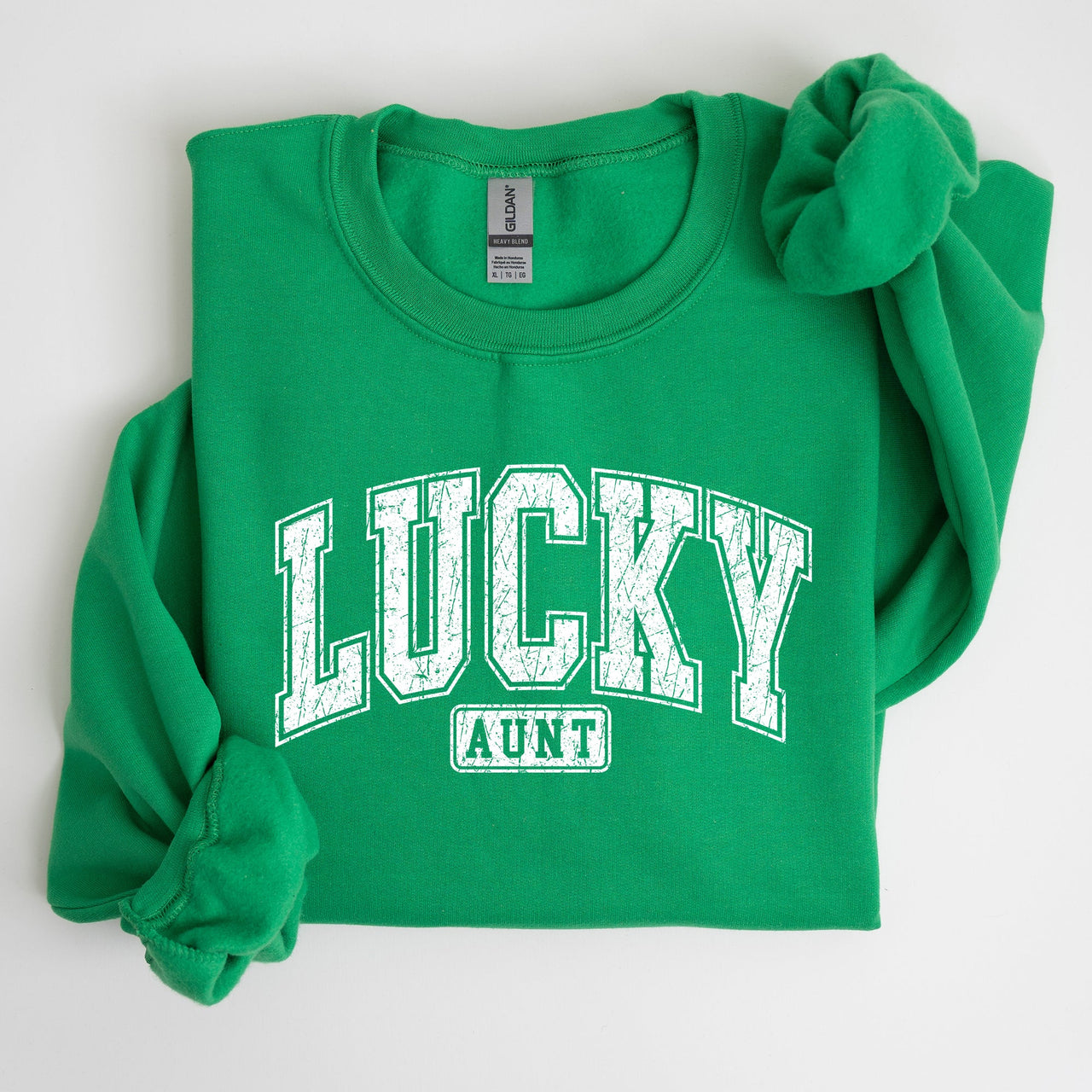 Lucky Aunt Retro St Patrick's Day Vintage Style Cozy Fleece Knit Cotton Blend Sweatshirt