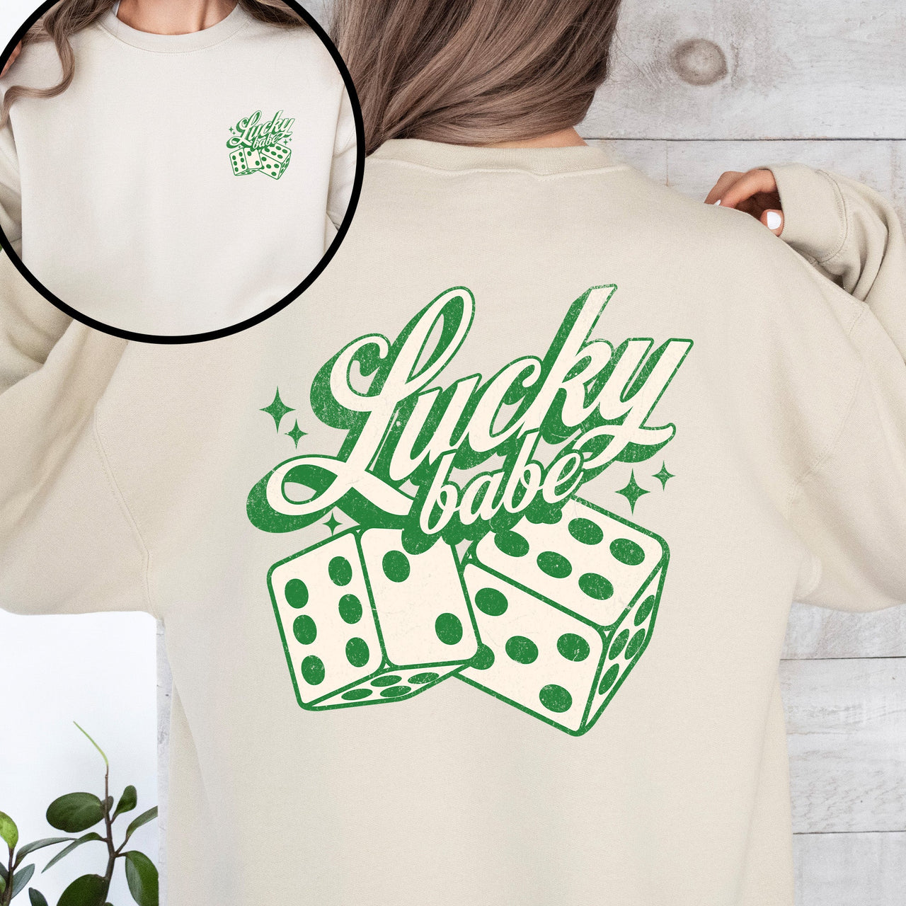 Lucky Babe Dice Las Vegas St Patrick's Day Shamrock Clover Leprechaun Sweatshirt