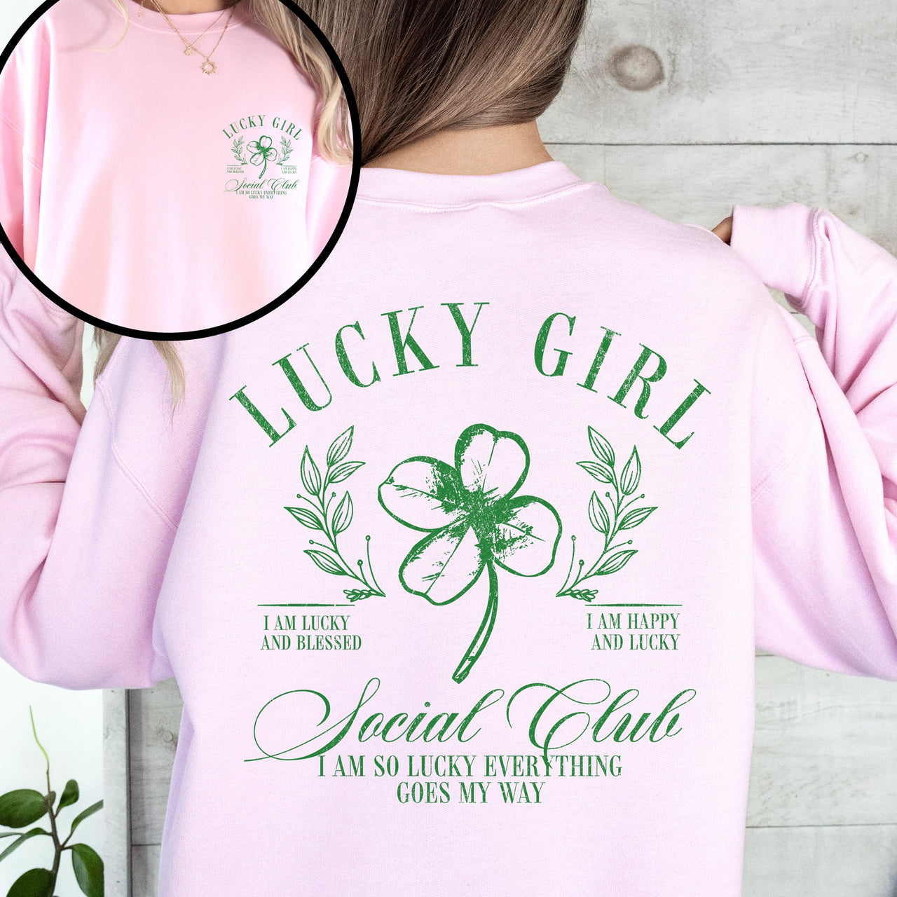 Lucky Girl Social Club Irish Pride St Patrick's Day Shamrock Clover Leprechaun Sweatshirt