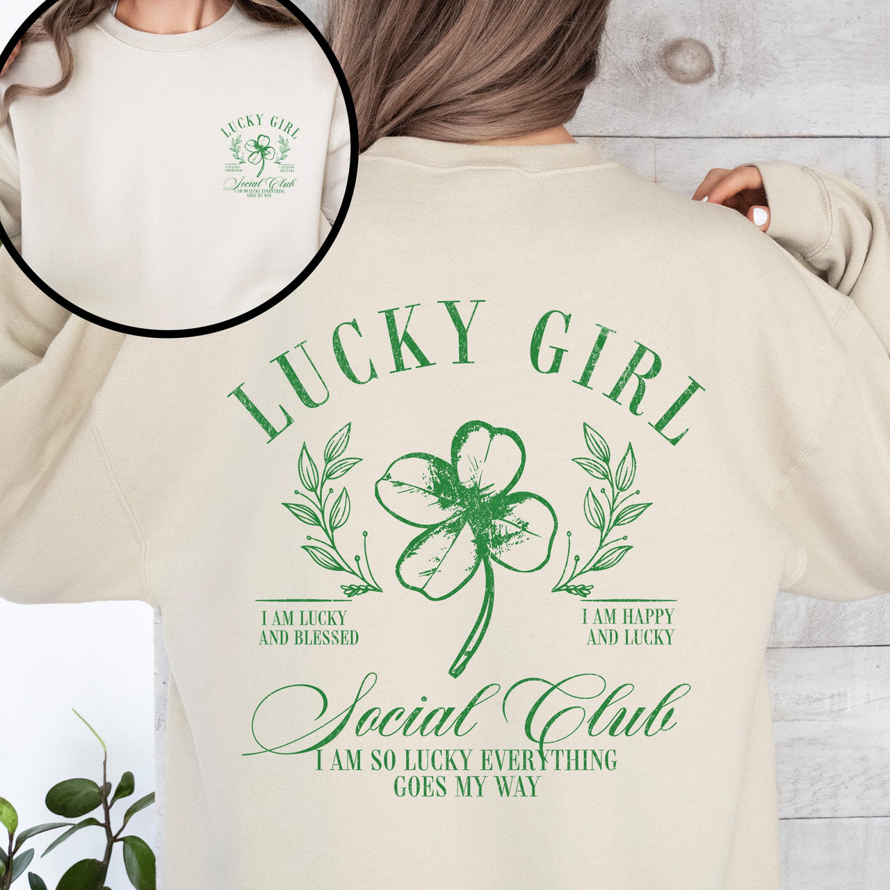 Lucky Girl Social Club Irish Pride St Patrick's Day Shamrock Clover Leprechaun Sweatshirt