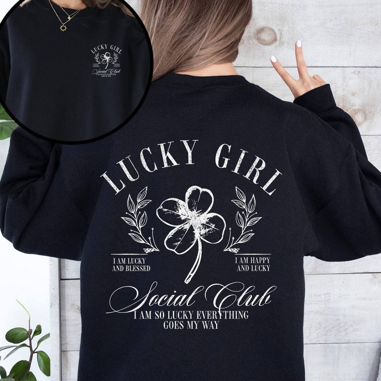 Lucky Girl Social Club Irish Pride St Patrick's Day Shamrock Clover Leprechaun Sweatshirt