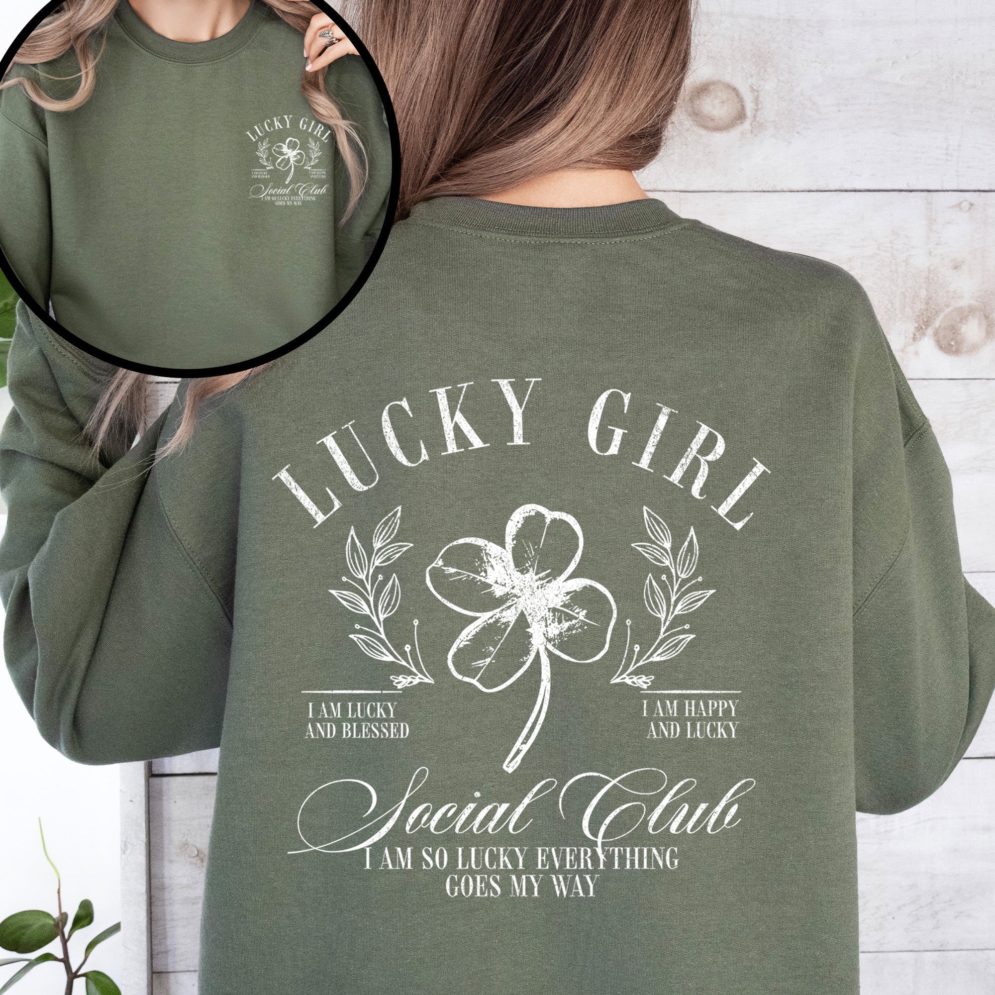 Lucky Girl Social Club Irish Pride St Patrick's Day Shamrock Clover Leprechaun Sweatshirt