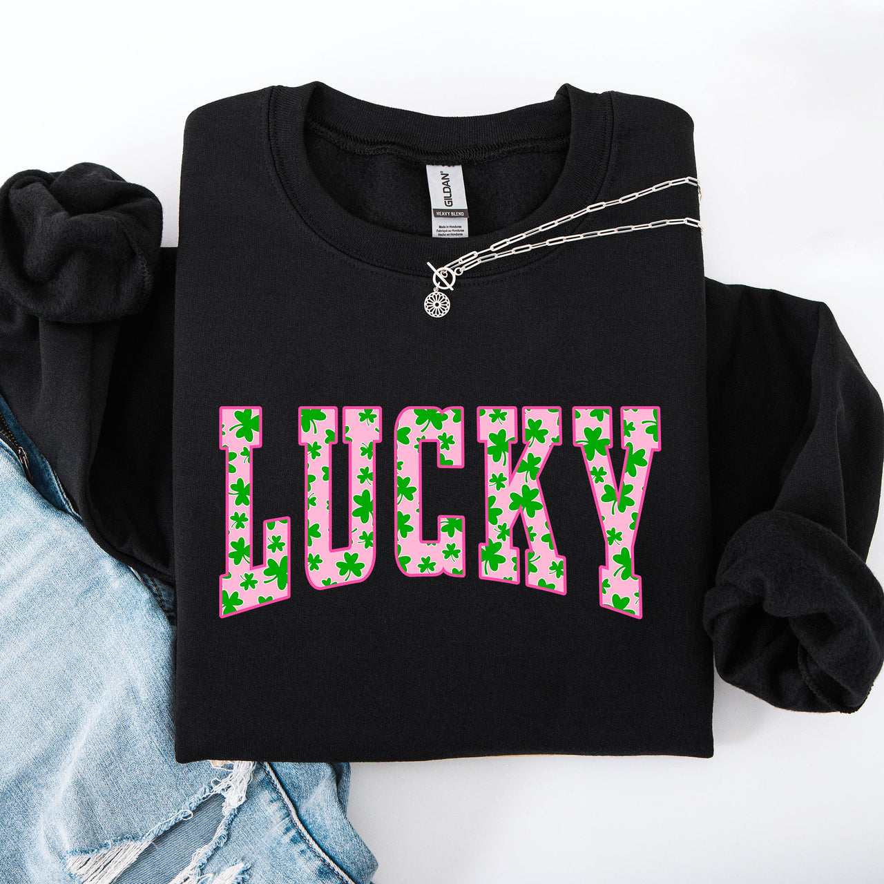 Lucky Leprechaun Shamrock Clover Vintage Collegiate St Patrick's Day Edition Sweatshirt