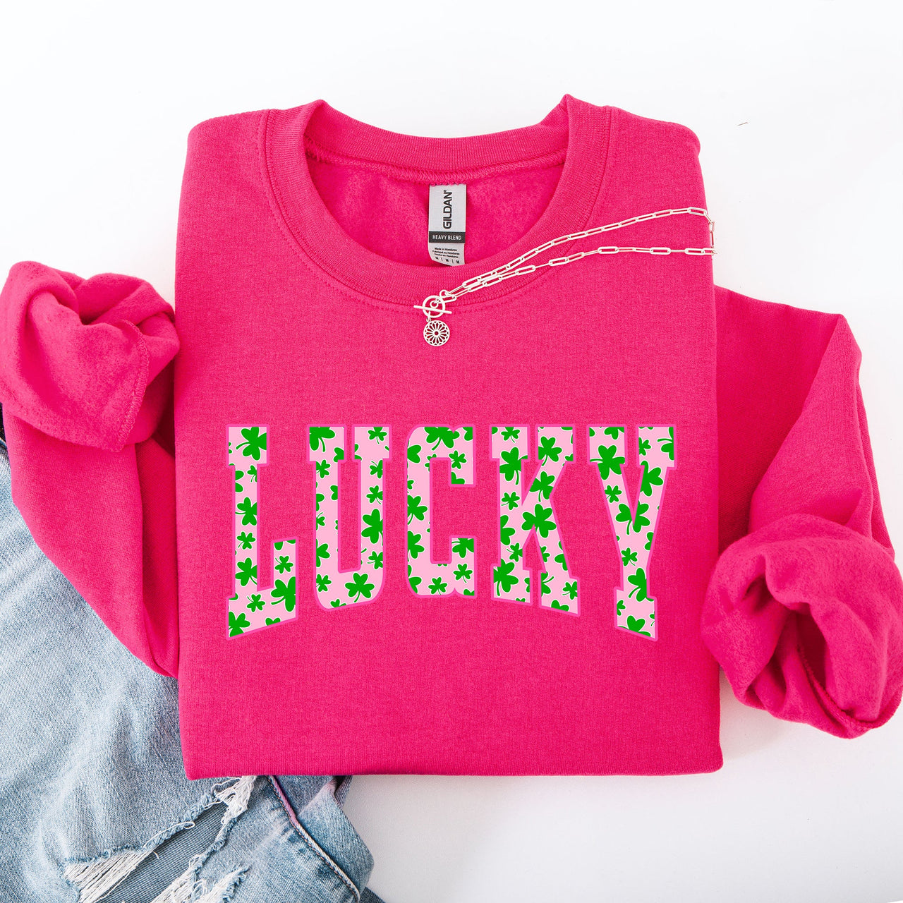 Lucky Leprechaun Shamrock Clover Vintage Collegiate St Patrick's Day Edition Sweatshirt