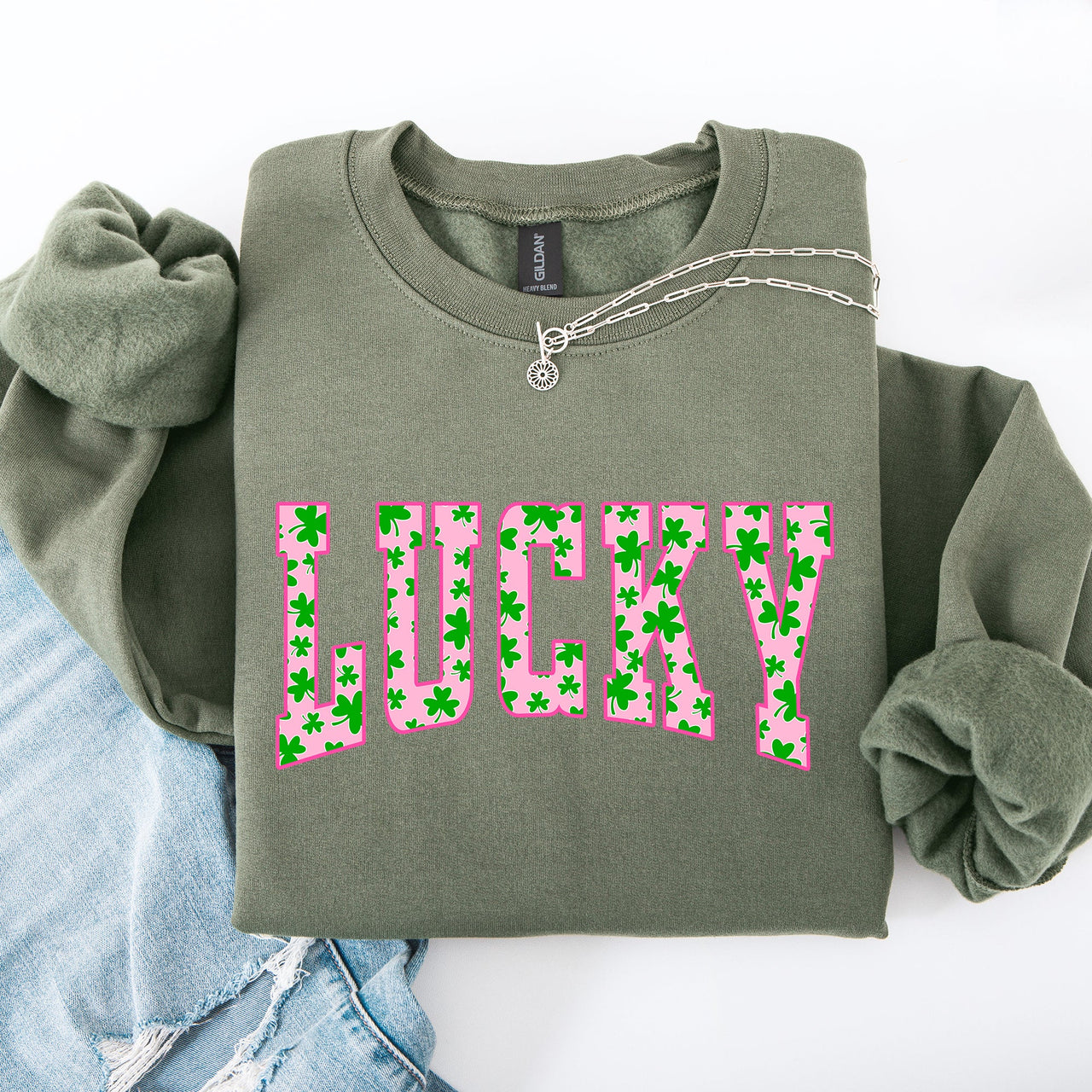 Lucky Leprechaun Shamrock Clover Vintage Collegiate St Patrick's Day Edition Sweatshirt