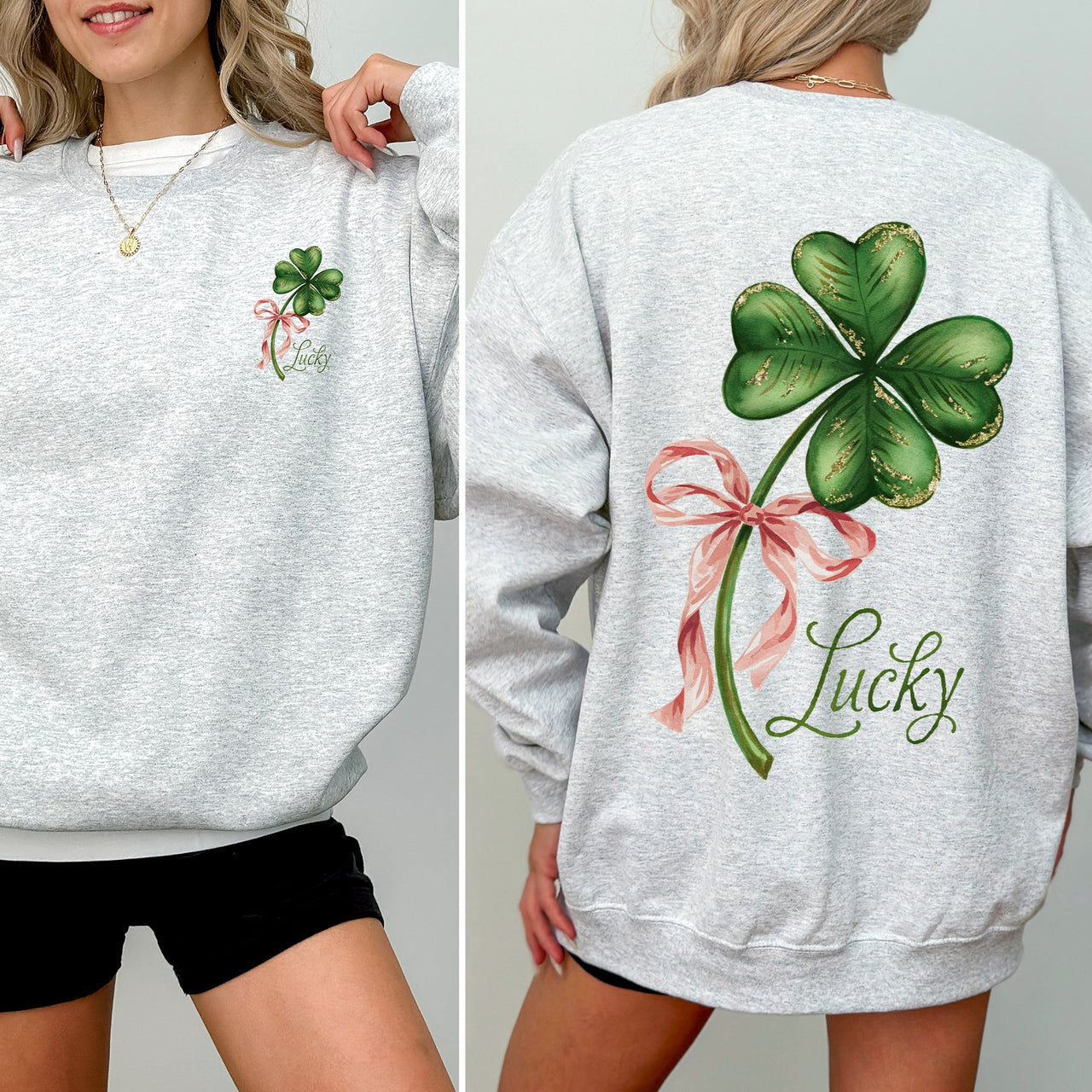 Lucky Coquette St Patrick's Day Shamrock Clover Leprechaun Celebration Sweatshirt