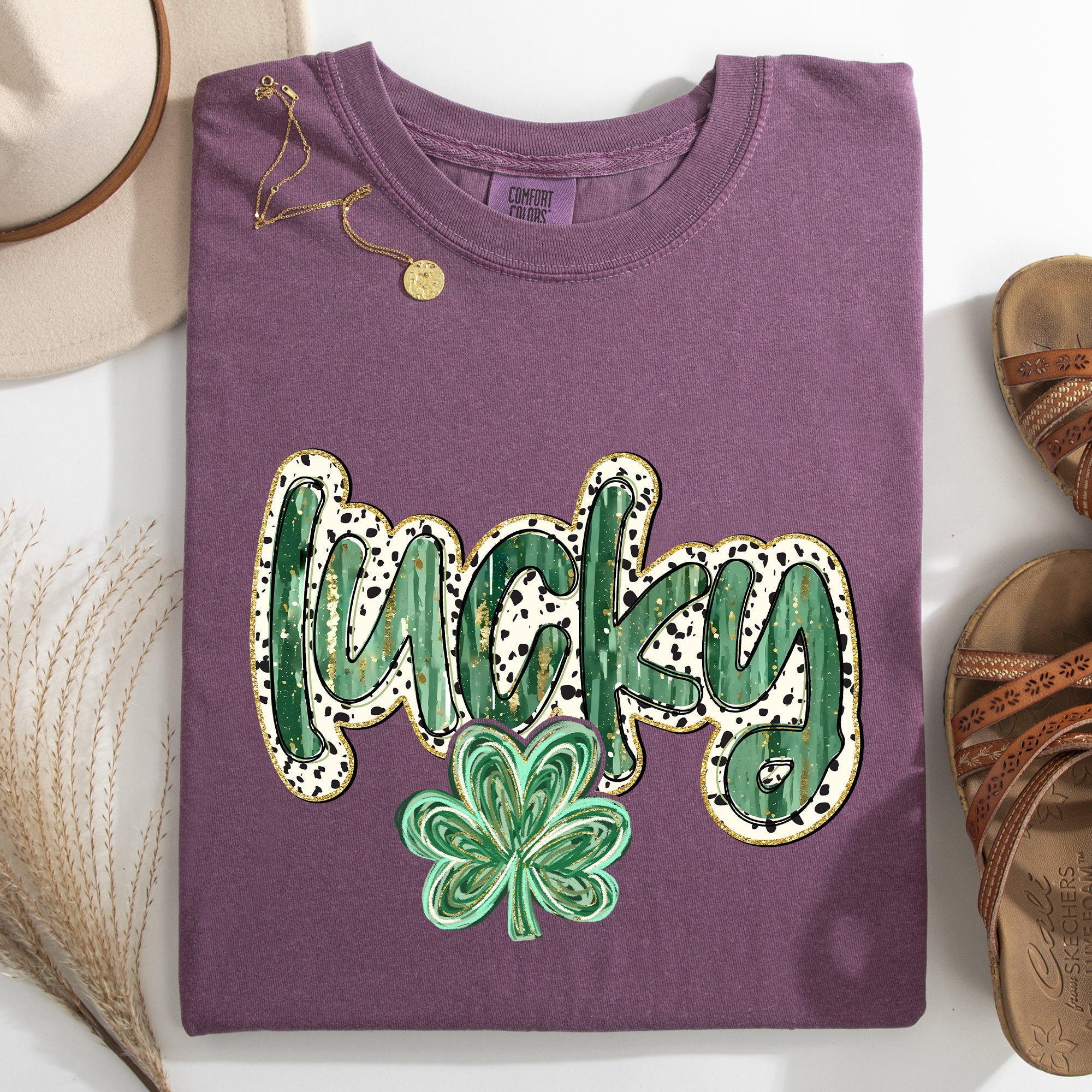 Lucky Leprechaun Dalmatian Print St Patrick's Day Shamrock Clover Limited Edition Comfort Colors Tee