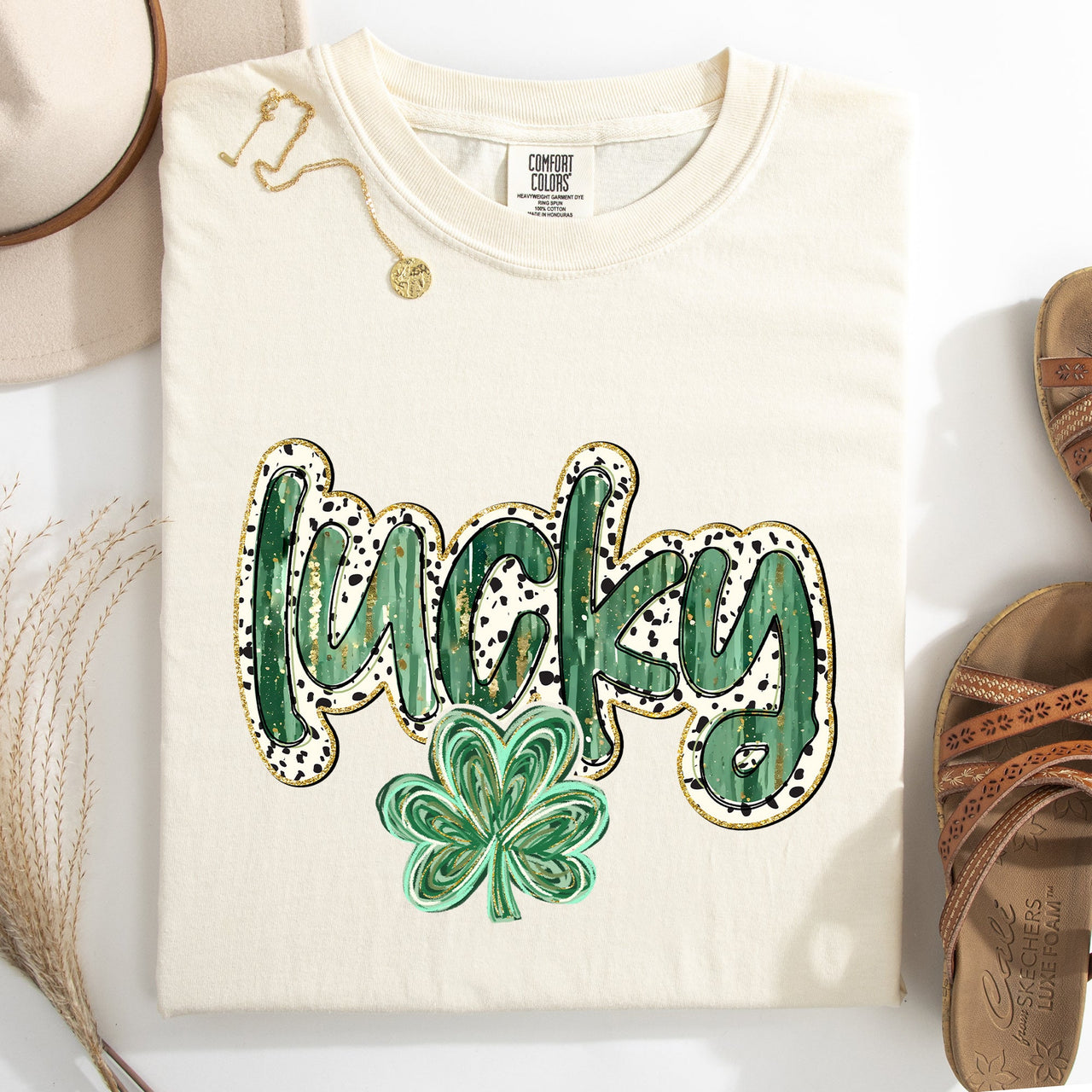 Lucky Leprechaun Dalmatian Print St Patrick's Day Shamrock Clover Limited Edition Comfort Colors Tee